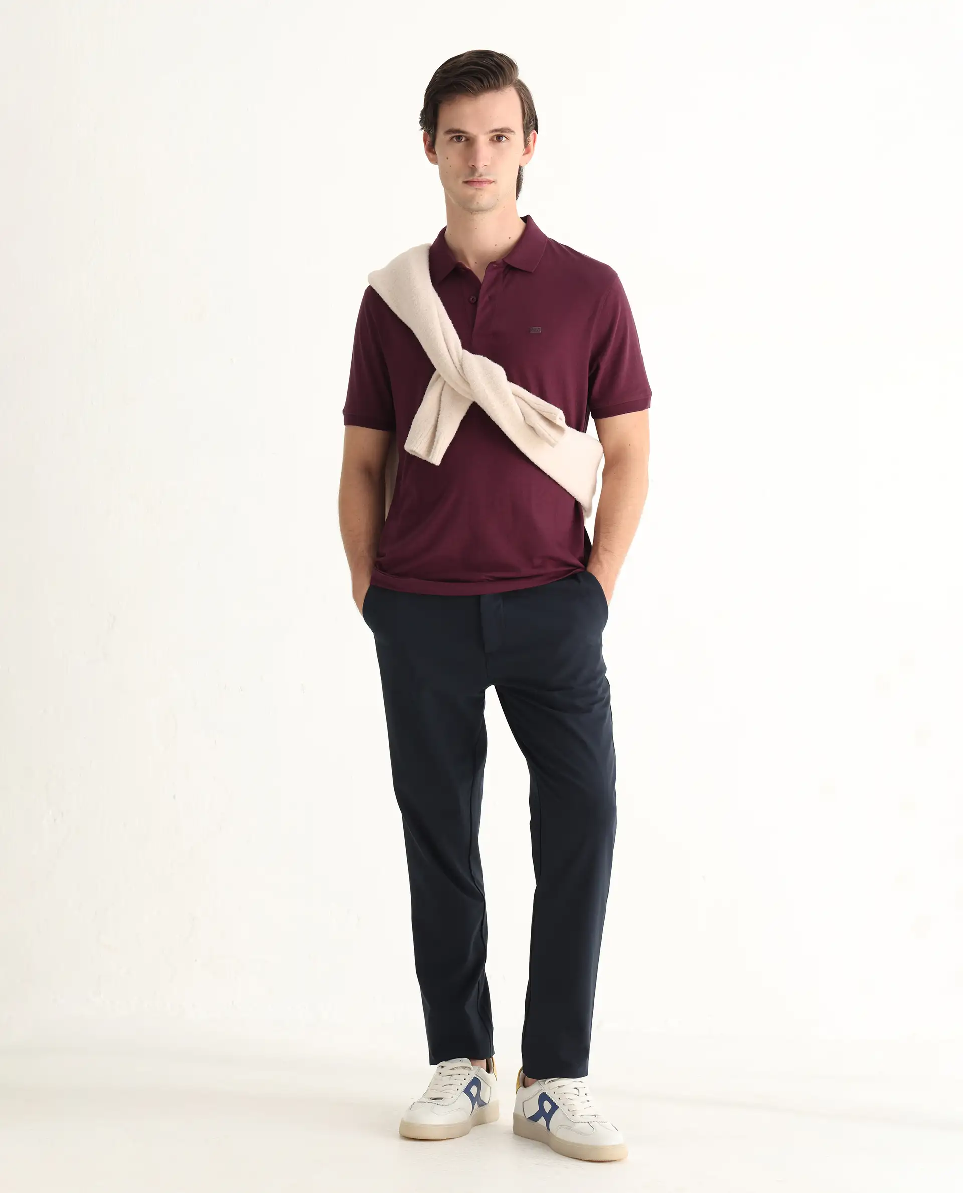 Rare Rabbit Men's Schop Light Maroon Cotton Plain Regular Fit Half Sleeve Polo - Image 2