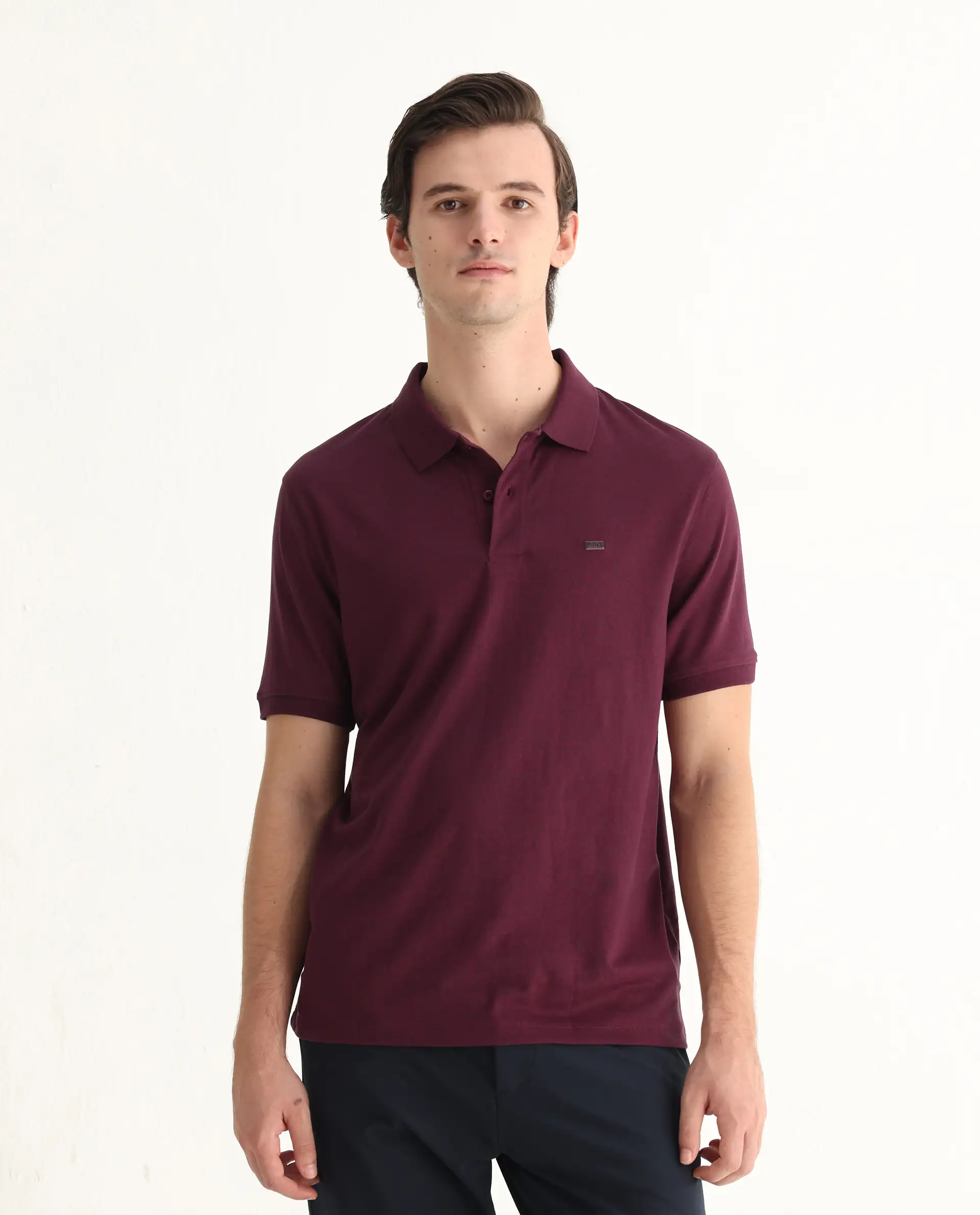 Rare Rabbit Men's Schop Light Maroon Cotton Plain Regular Fit Half Sleeve Polo - Image 4