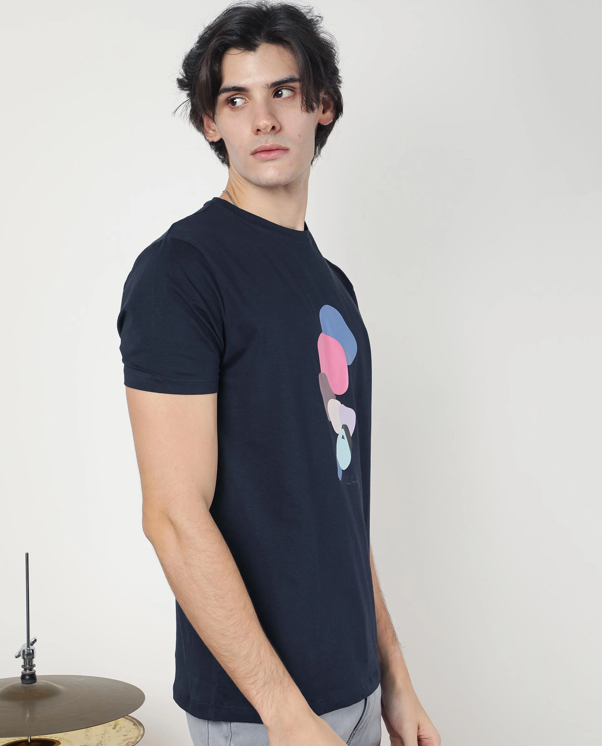 Rare Rabbit Men's Scoopp Navy Cotton Graphic Print Slim Fit Half Sleeve Crew Neck T-Shirt - Image 3