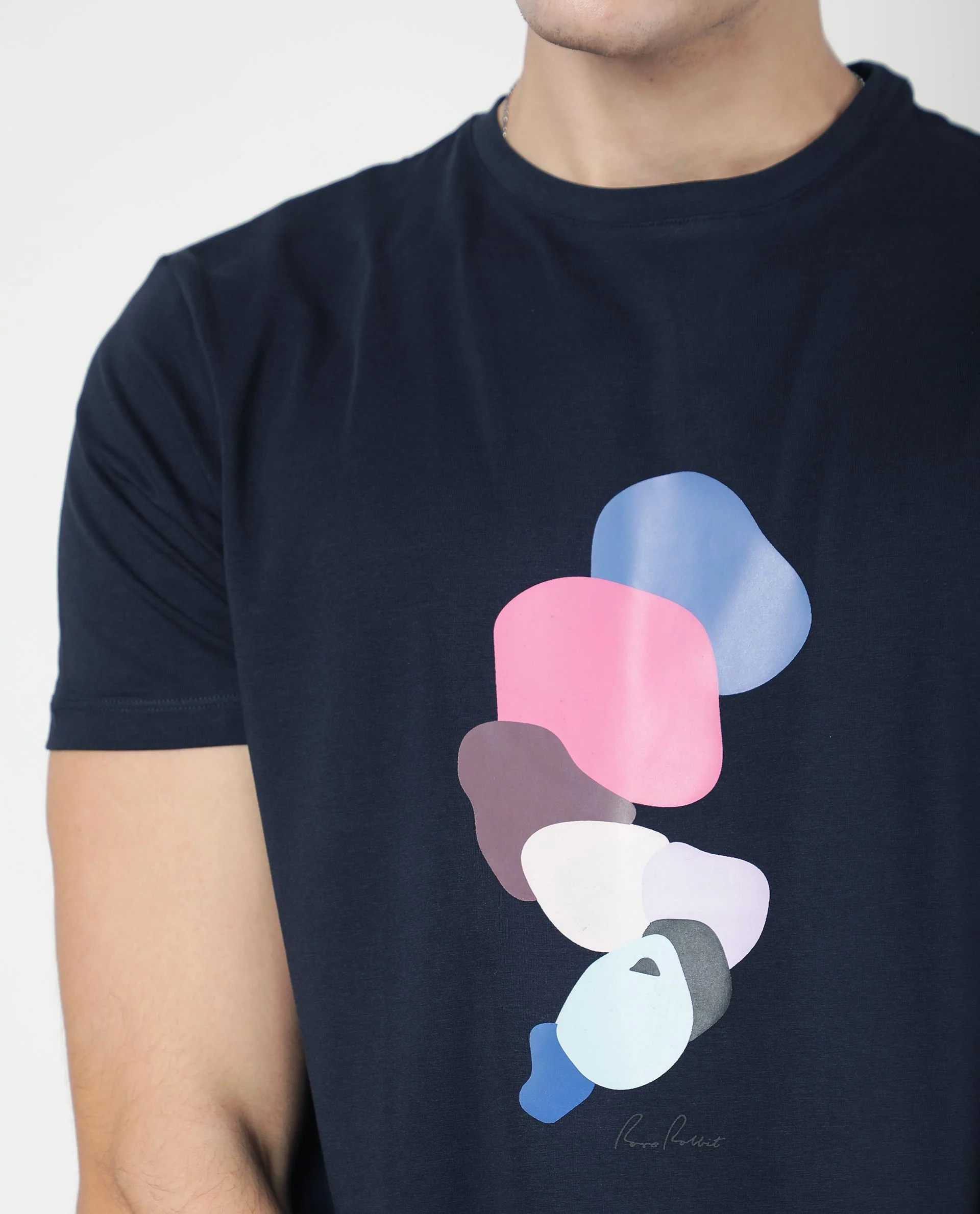 Rare Rabbit Men's Scoopp Navy Cotton Graphic Print Slim Fit Half Sleeve Crew Neck T-Shirt - Image 5