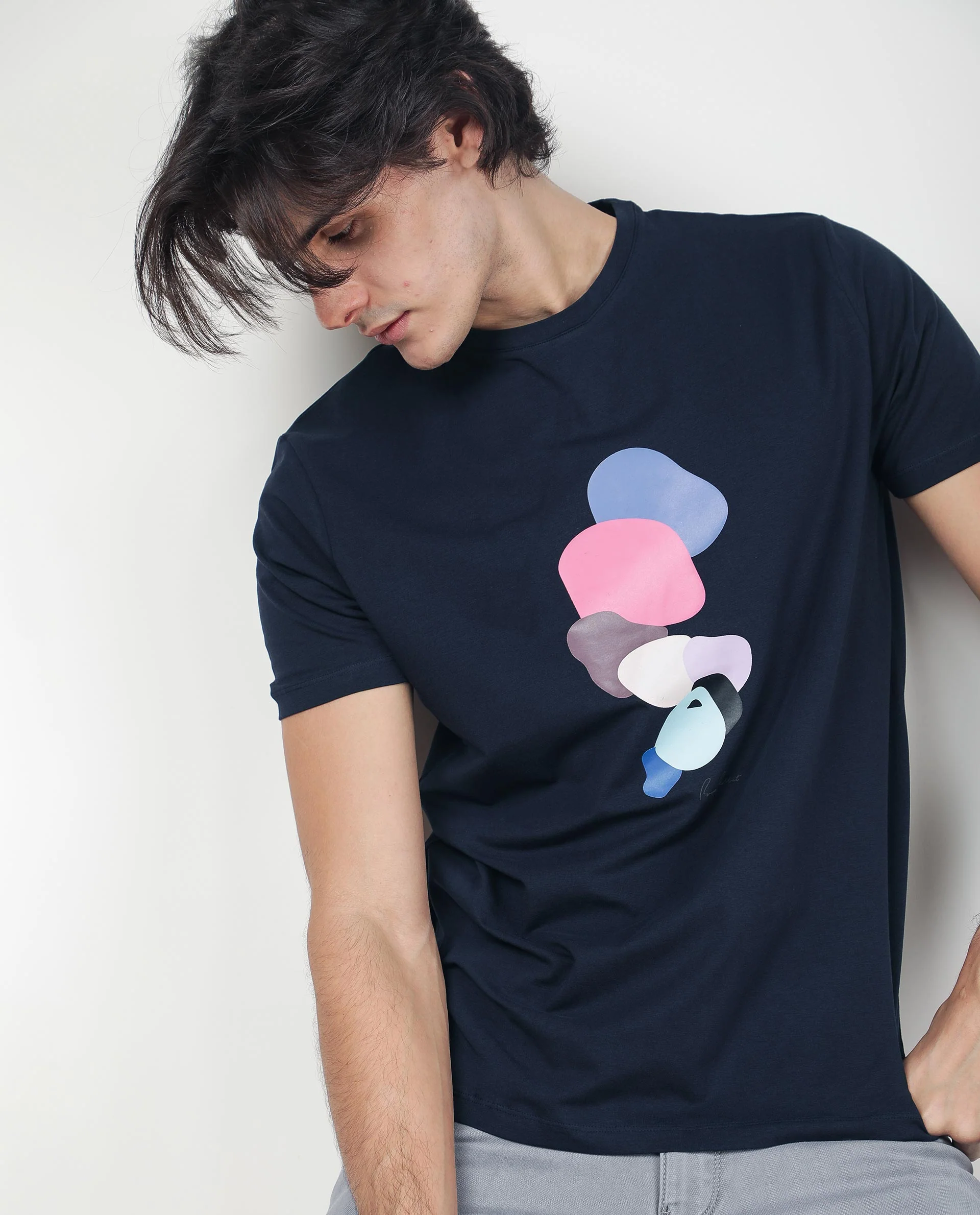 Rare Rabbit Men's Scoopp Navy Cotton Graphic Print Slim Fit Half Sleeve Crew Neck T-Shirt - Image 6
