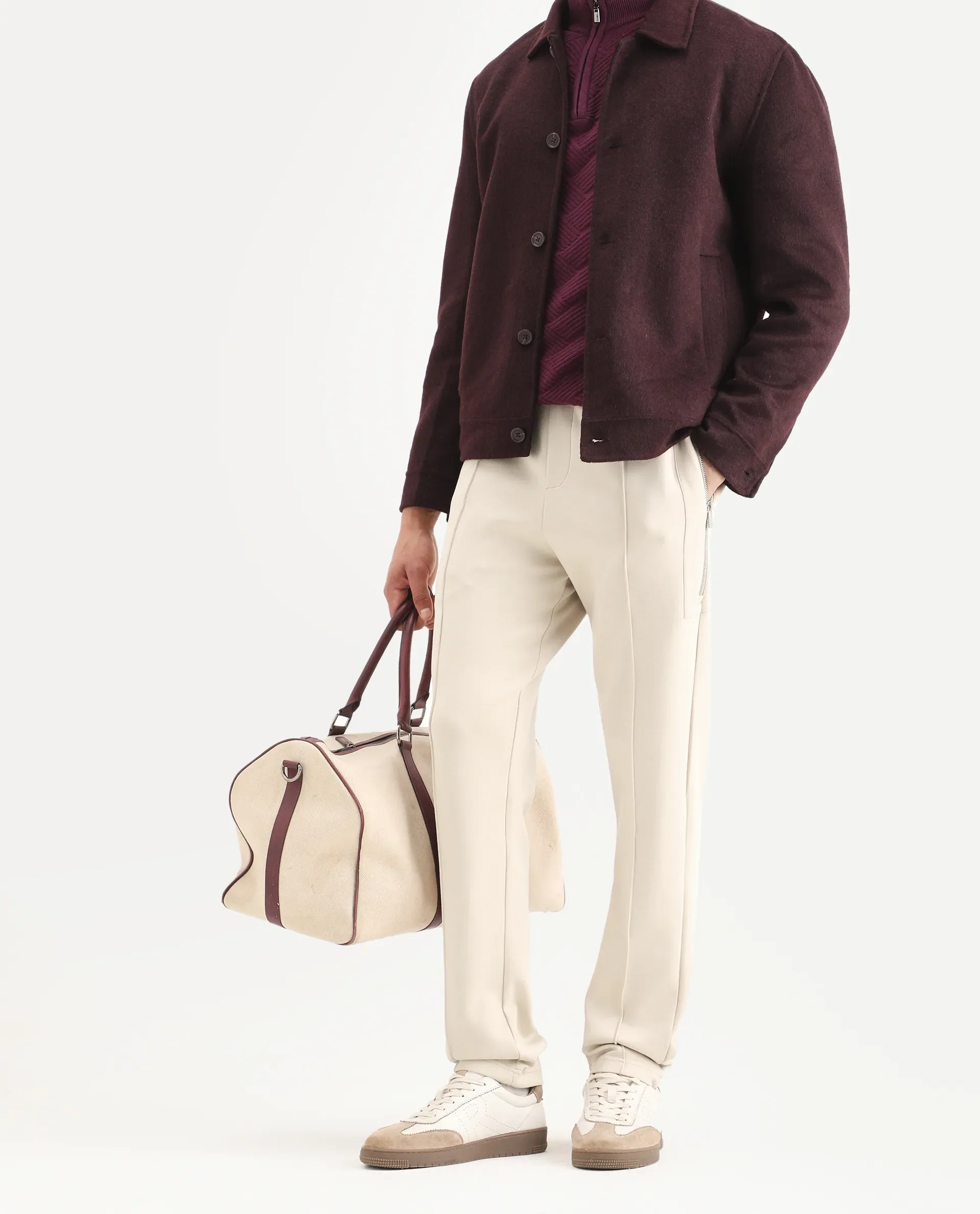 Rare Rabbit Men's Scot Light Beige Cotton Plain Regular Fit Track Pant - Image 3