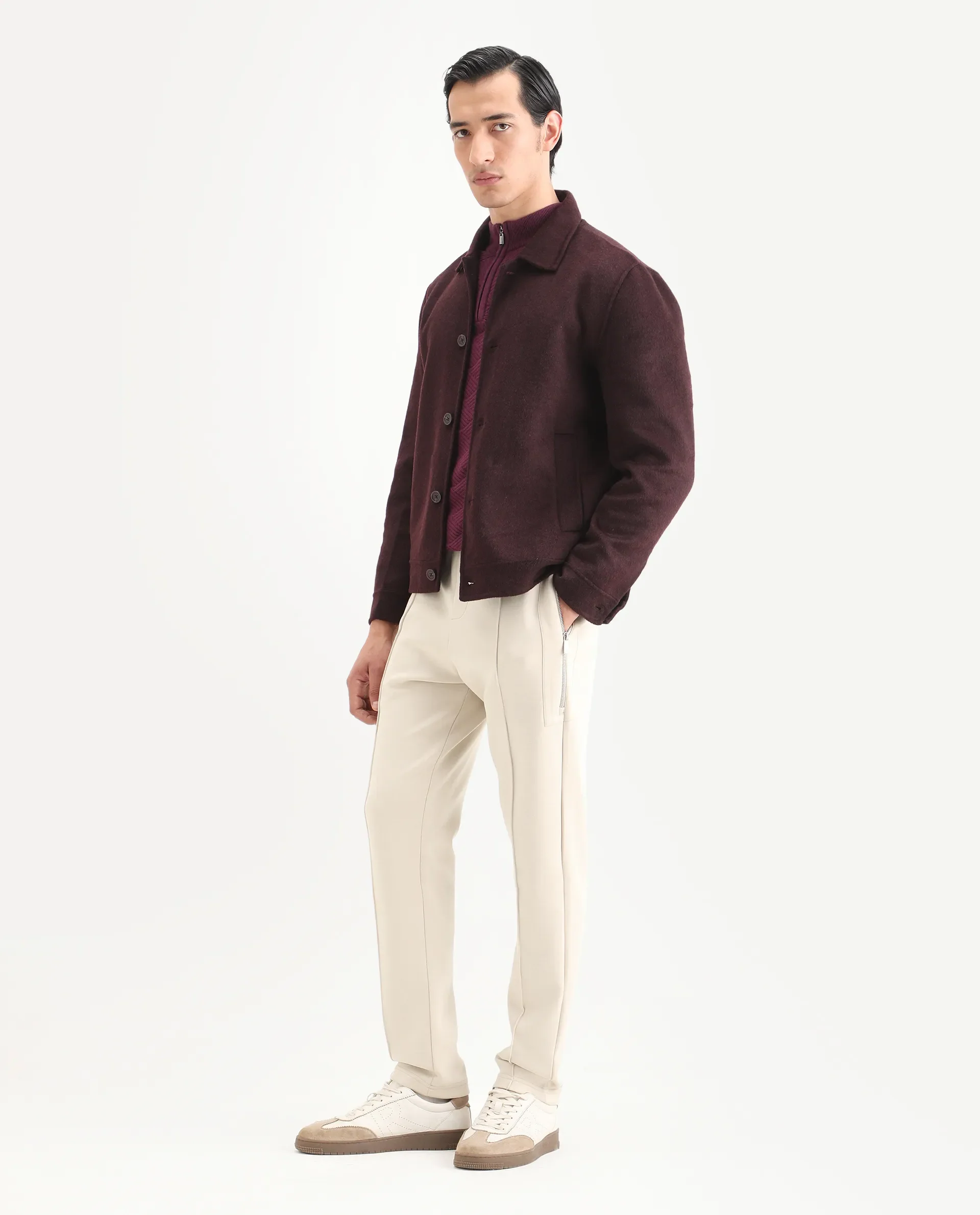 Rare Rabbit Men's Scot Light Beige Cotton Plain Regular Fit Track Pant - Image 6