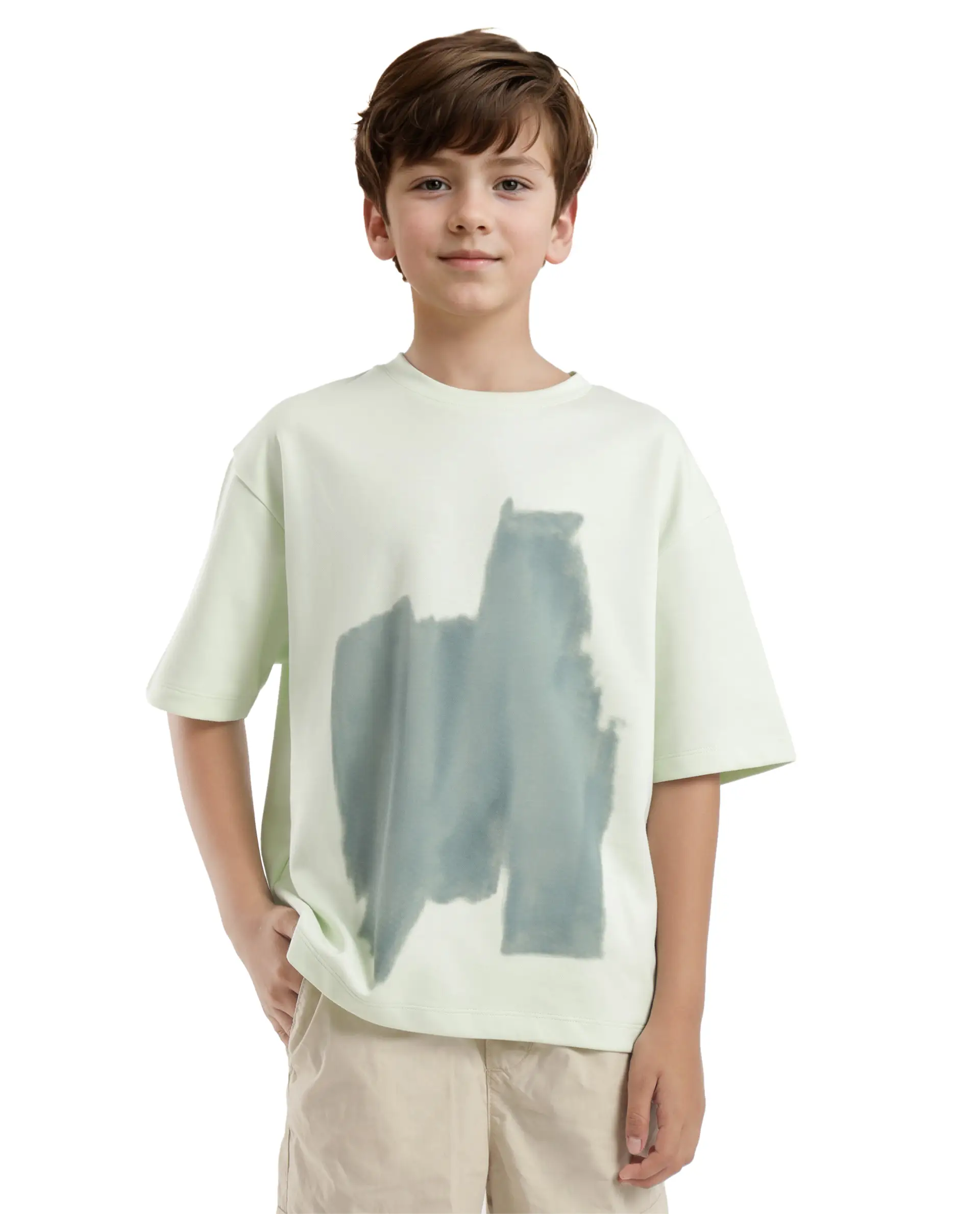 Rare Ones Kids Scrib Green Cotton Full Sleeves Crew Neck Abstract Print T-Shirt - Image 2