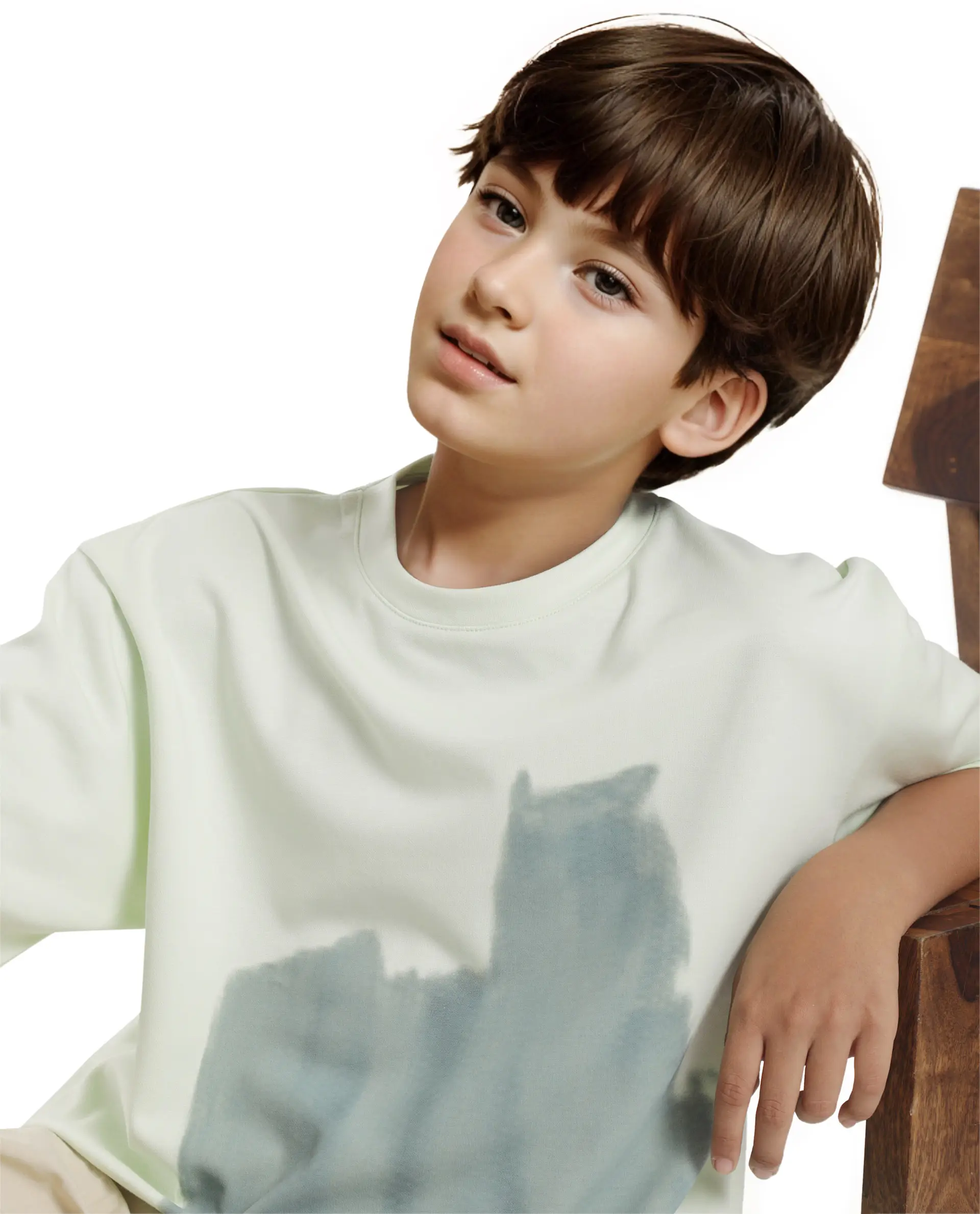 Rare Ones Kids Scrib Green Cotton Full Sleeves Crew Neck Abstract Print T-Shirt - Image 4
