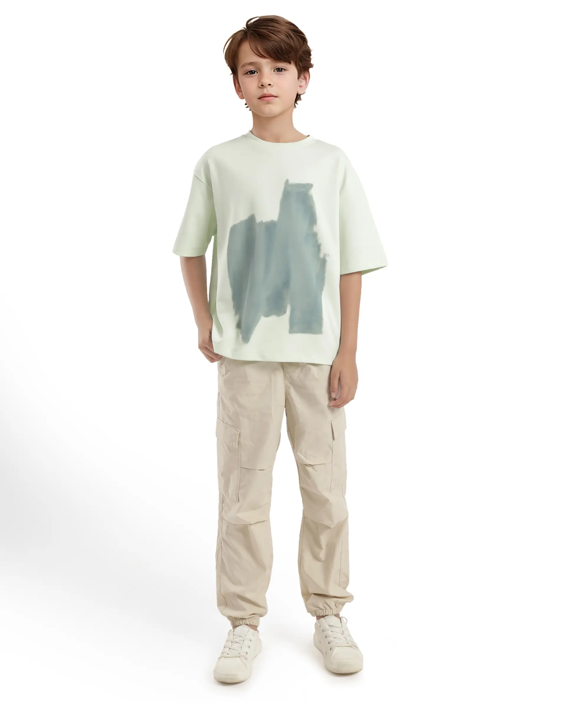 Rare Ones Kids Scrib Green Cotton Full Sleeves Crew Neck Abstract Print T-Shirt - Image 5