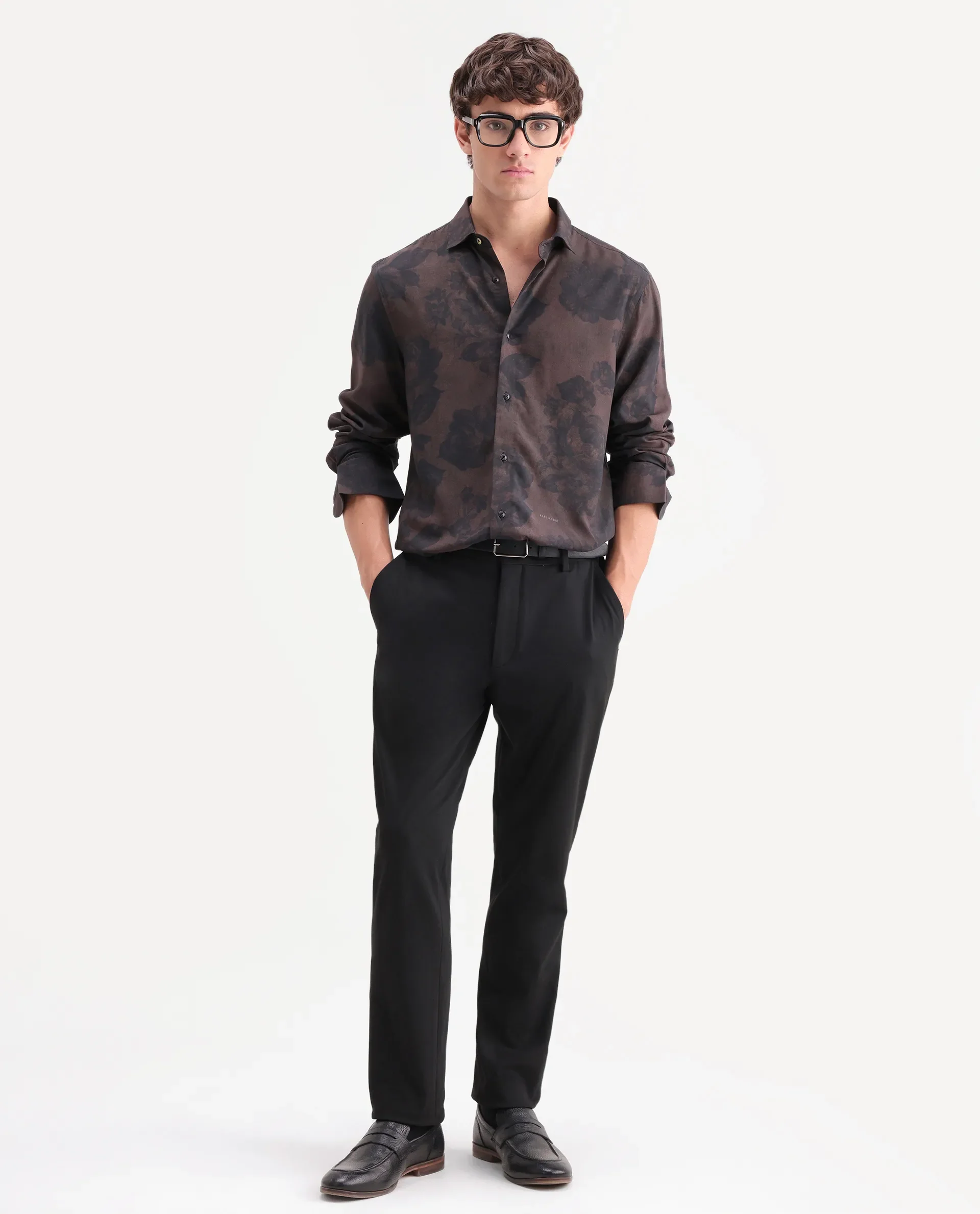 Rare Rabbit Men's Seano Black Viscose Fabric Full Sleeve Spread Collar Regular Floral Print Shirt - Image 2