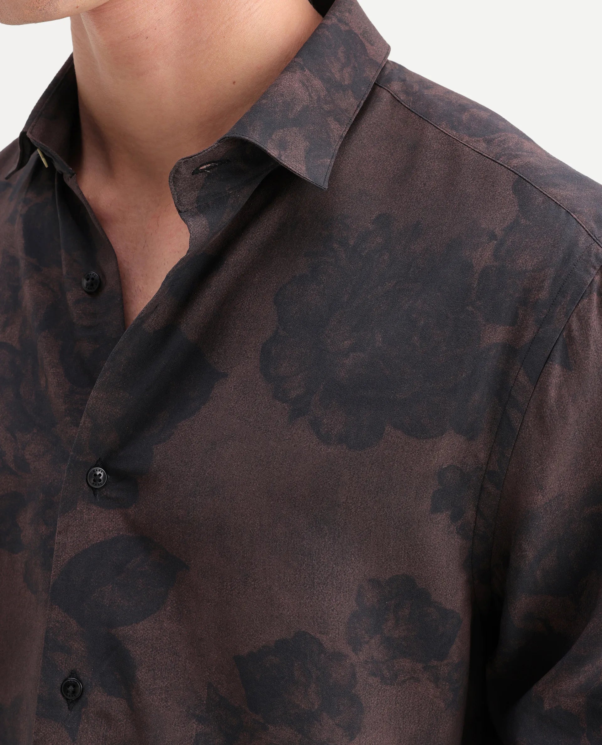 Rare Rabbit Men's Seano Black Viscose Fabric Full Sleeve Spread Collar Regular Floral Print Shirt - Image 3