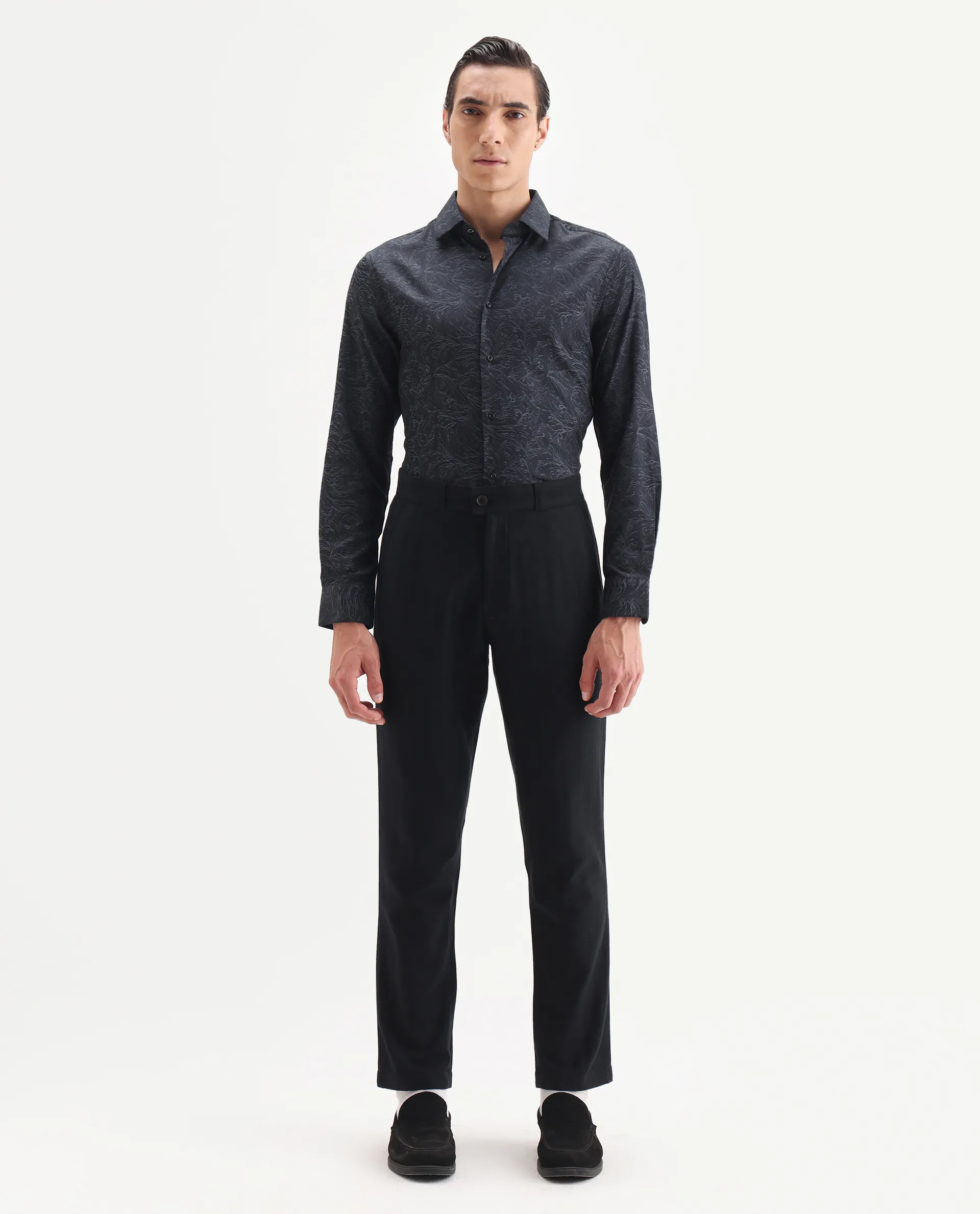 Rare Rabbit Men's Seld Dusky Purple Cotton Blend Spread Collar Regular Fit Jacquard Shirt - Image 2