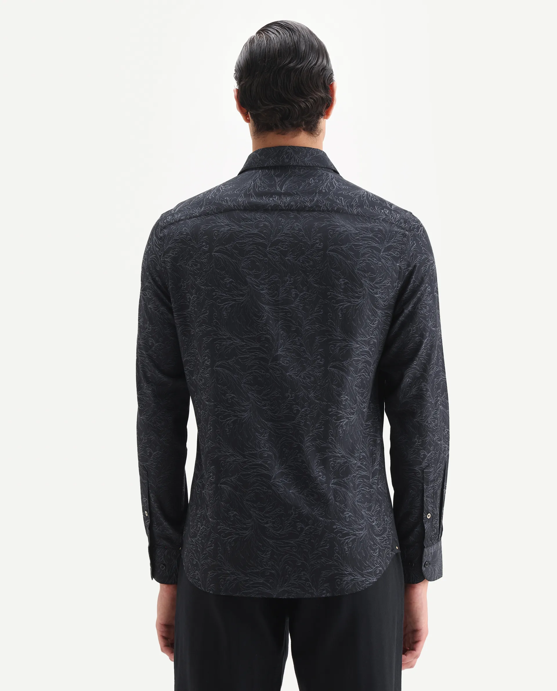 Rare Rabbit Men's Seld Dusky Purple Cotton Blend Spread Collar Regular Fit Jacquard Shirt - Image 7