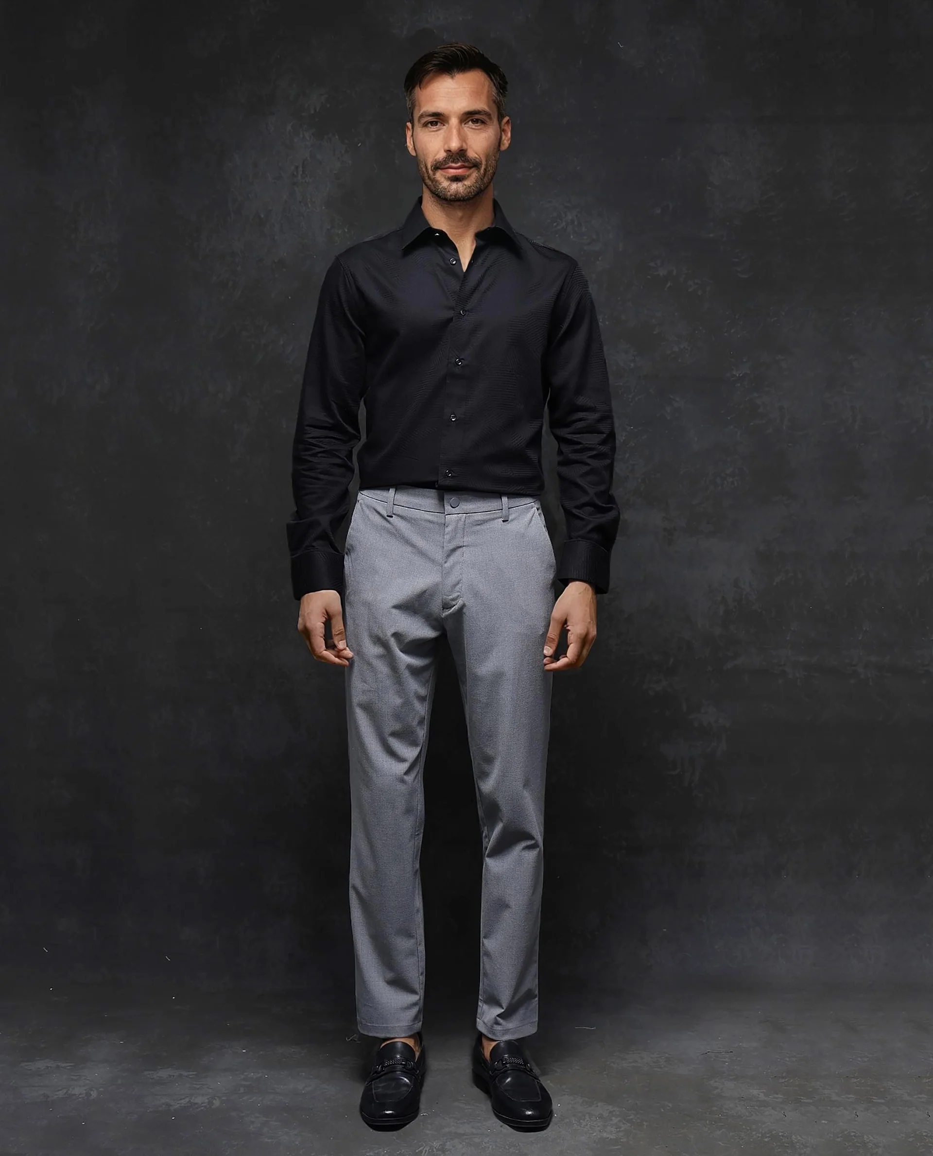 Rare Rabbit Men's Selve Black Cotton Blend Jacquard Regular Fit Full Sleeve Collared Shirt - Image 2