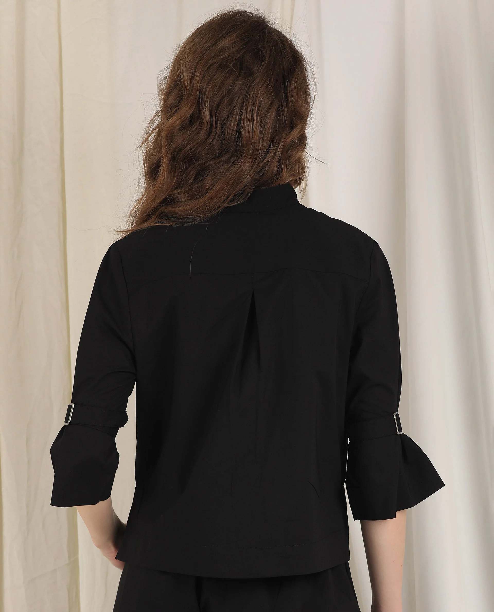 Rareism Women's Sendai Black Mandarin Collar Plain Knee Length Regular Fit Top - Image 14