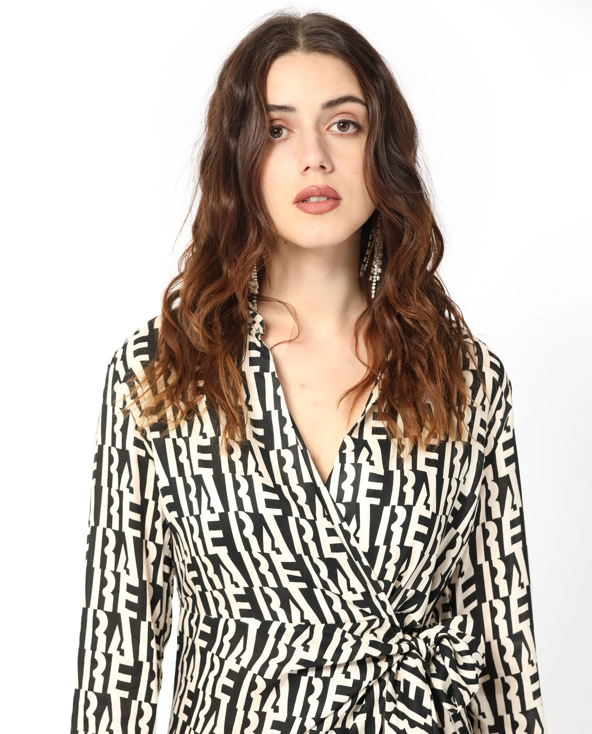 Rareism Women's Sent Off White Cotton Spread Collar Geometric Print Mini Regular Fit Dress - Image 2