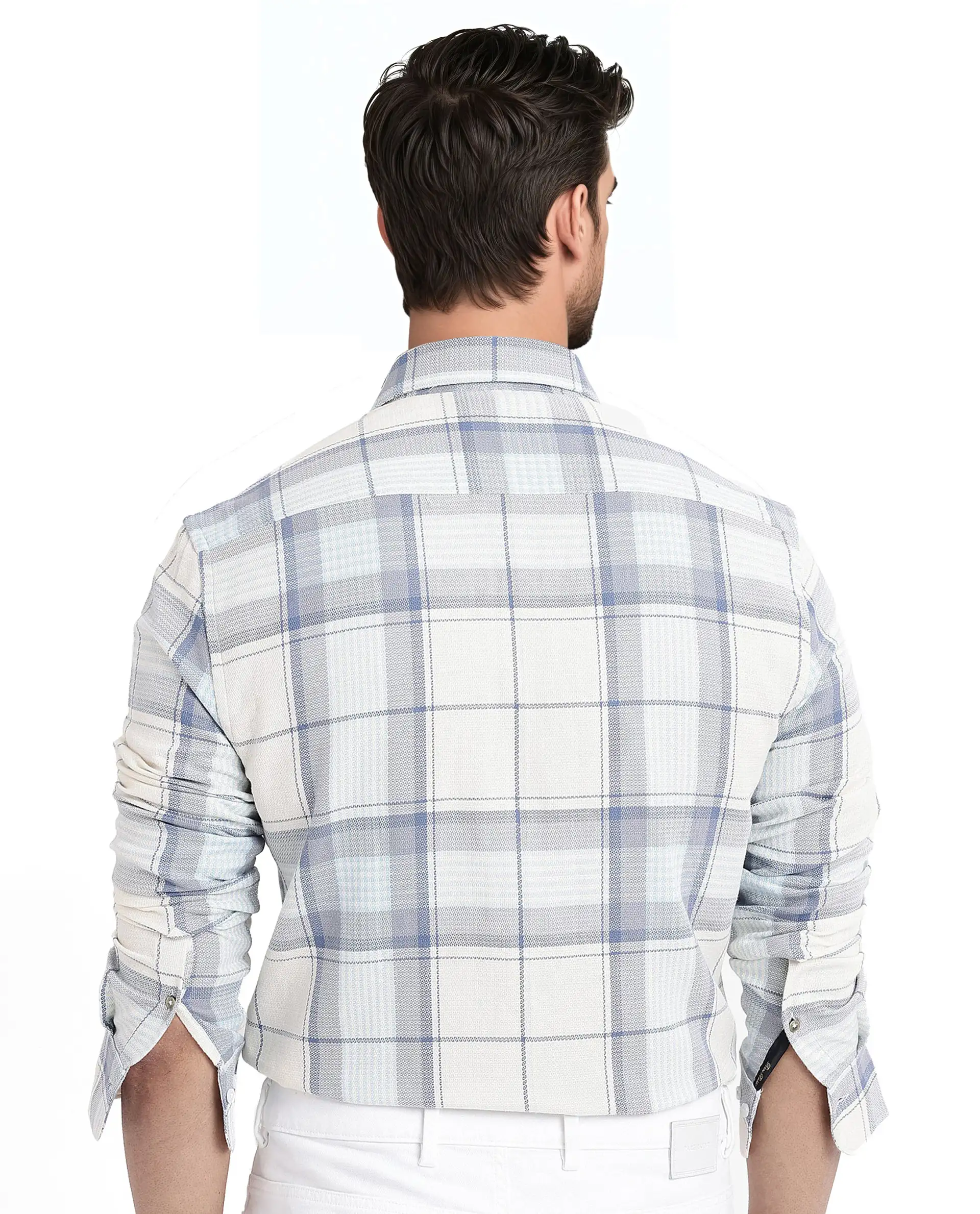 Rare Rabbit Men's Senza Off White Cotton Checked Print Regular Fit Full Sleeve Button-Down Collar Shirt - Image 4