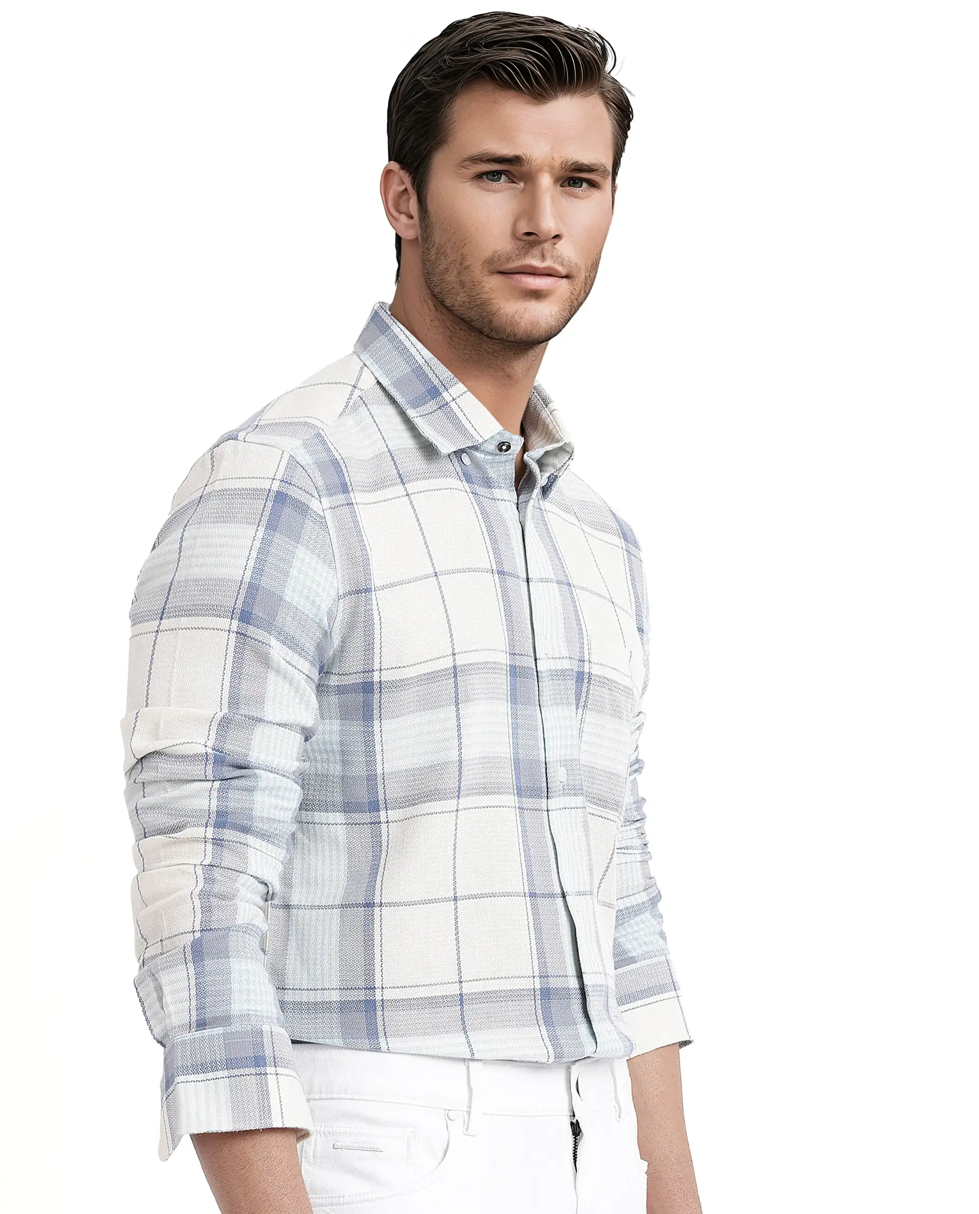 Rare Rabbit Men's Senza Off White Cotton Checked Print Regular Fit Full Sleeve Button-Down Collar Shirt - Image 5