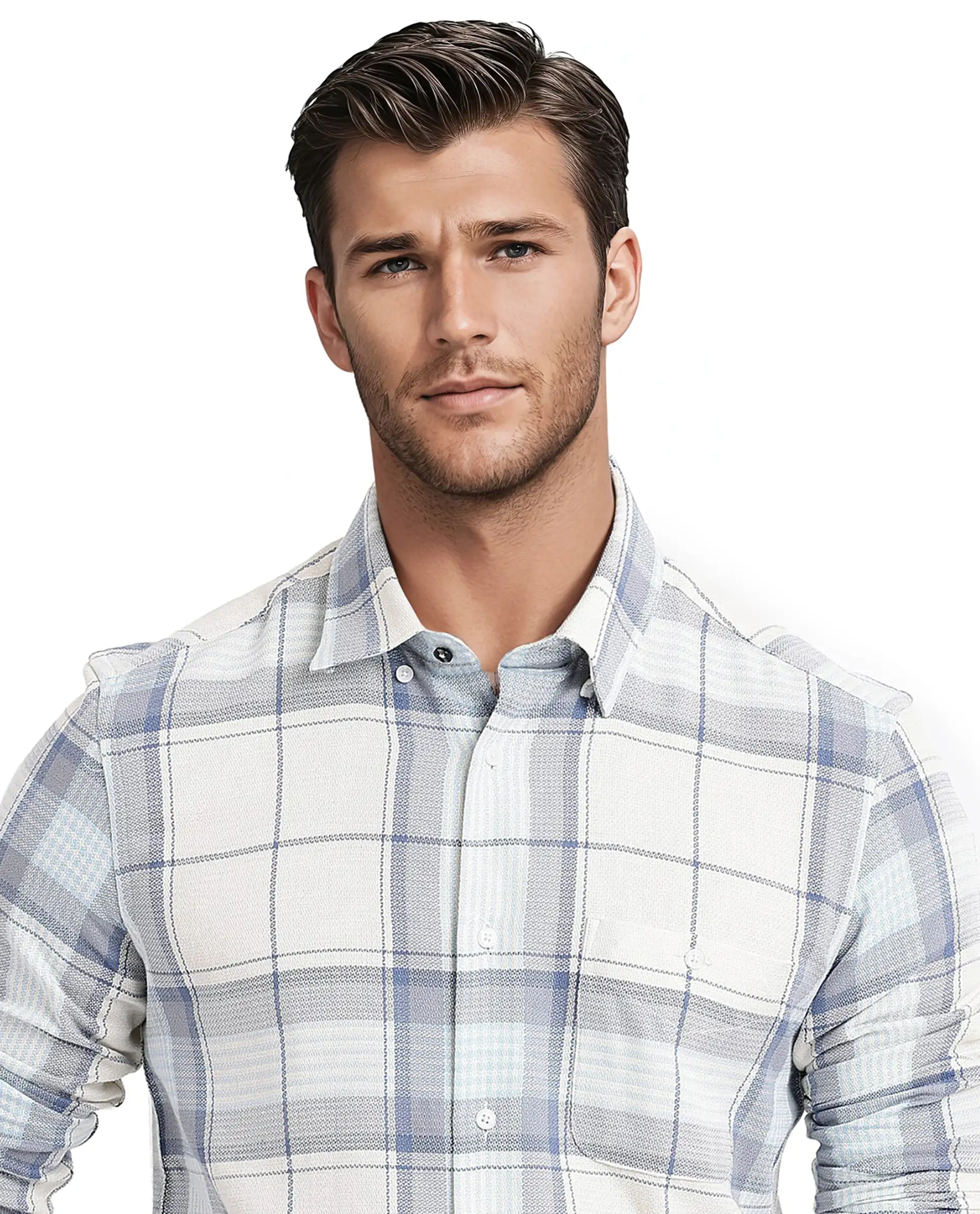 Rare Rabbit Men's Senza Off White Cotton Checked Print Regular Fit Full Sleeve Button-Down Collar Shirt - Image 6