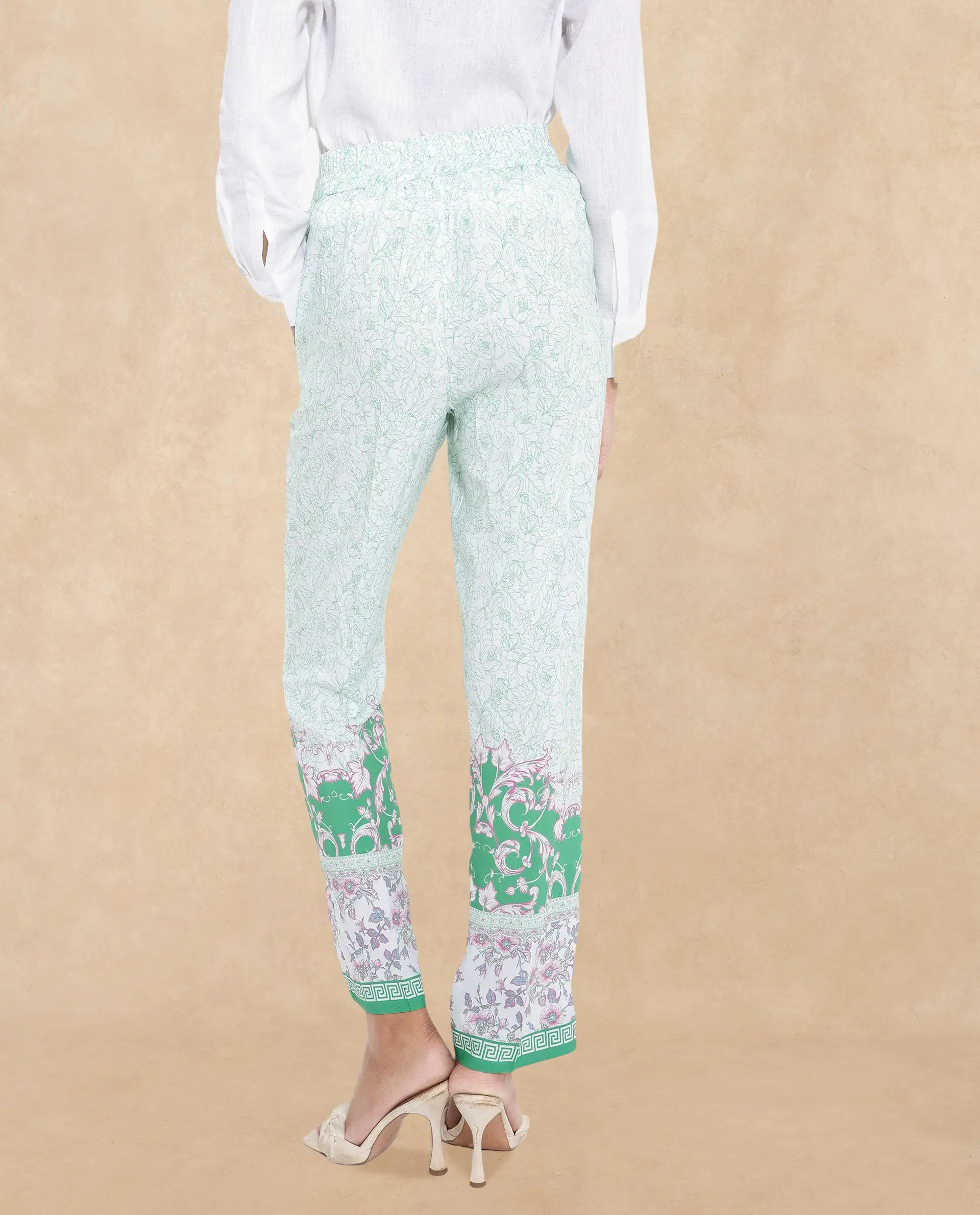 Rareism Women's Sepio-B Light Green Viscose Abstract Print Ankle Length Straight Fit Trouser - Image 8