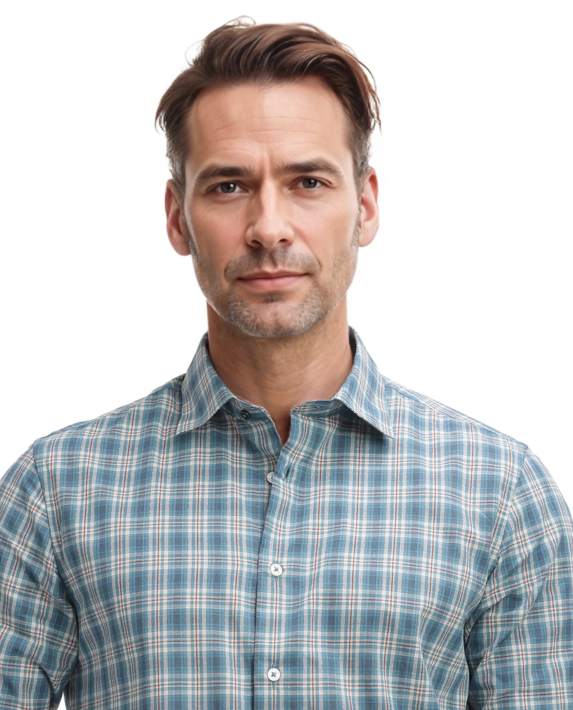 Rare Rabbit Men's Sept Turq Cotton Checked Print Regular Fit Full Sleeve Collared Shirt - Image 7