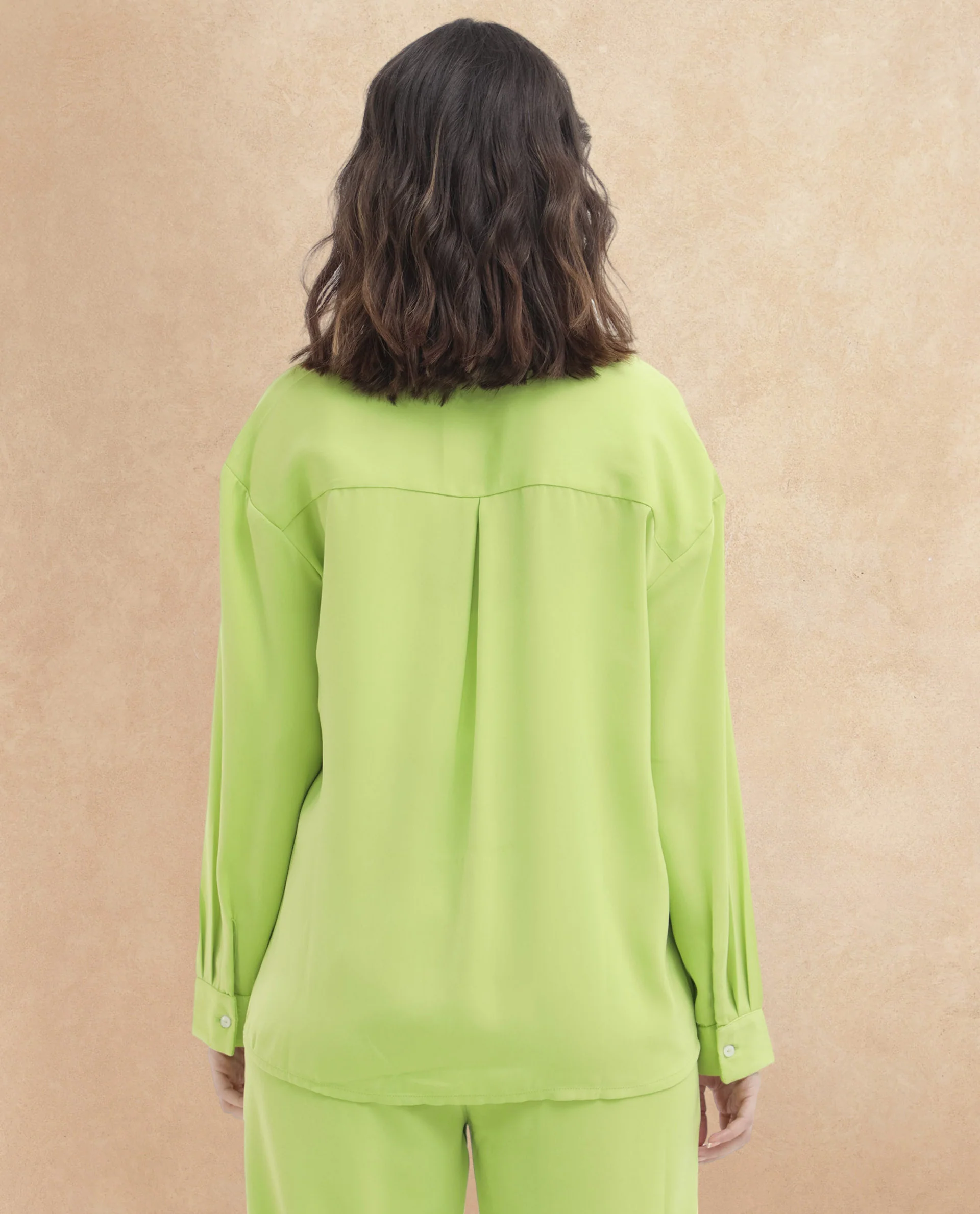 Rareism Women's Sergey-T Green Polyester Drop Collar Plain Cuffed Sleeve Regular Fit Top - Image 9