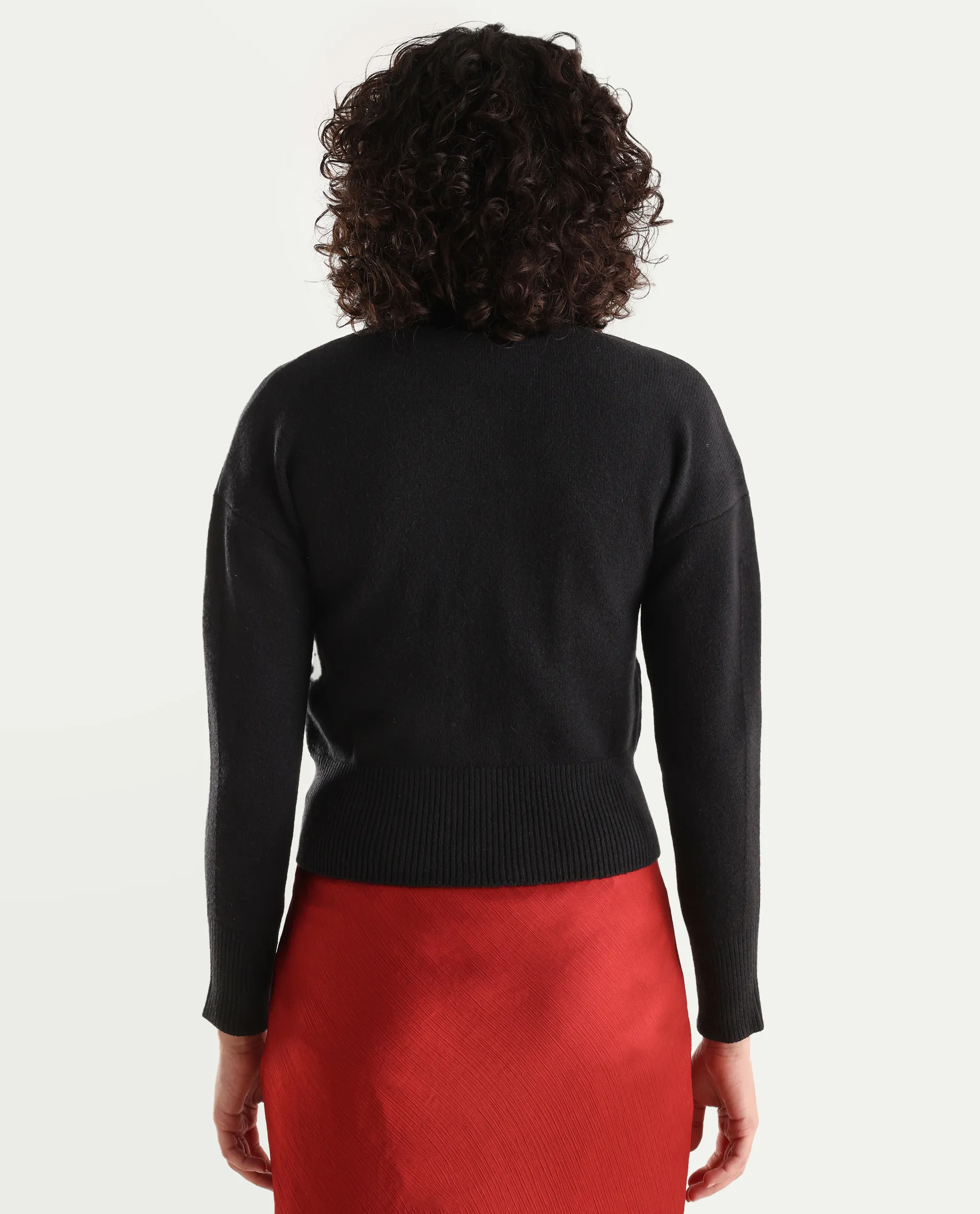 Rareism Women's Serpen Black High Neck Plain Relaxed Fit Jacket - Image 7