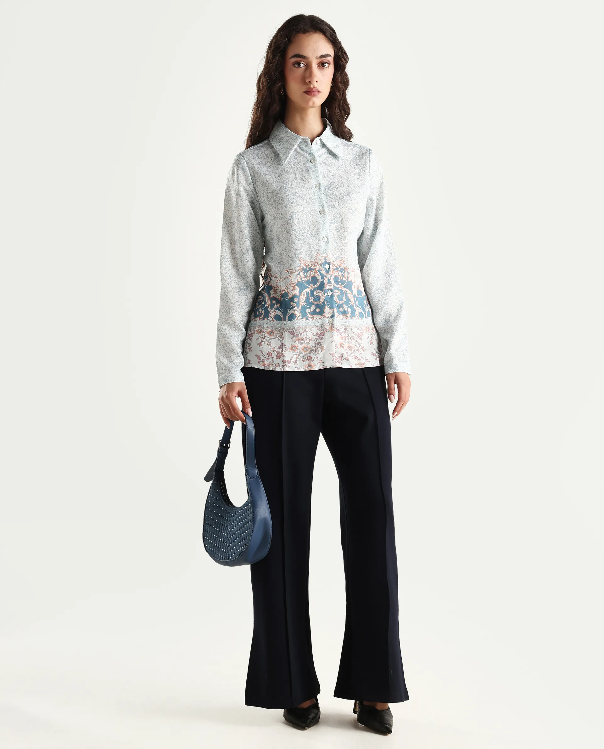 Rareism Women's Sesent Light Multi Viscose Blend Drop Collar Tropical Print Cuffed Sleeve Regular Fit Top - Image 2