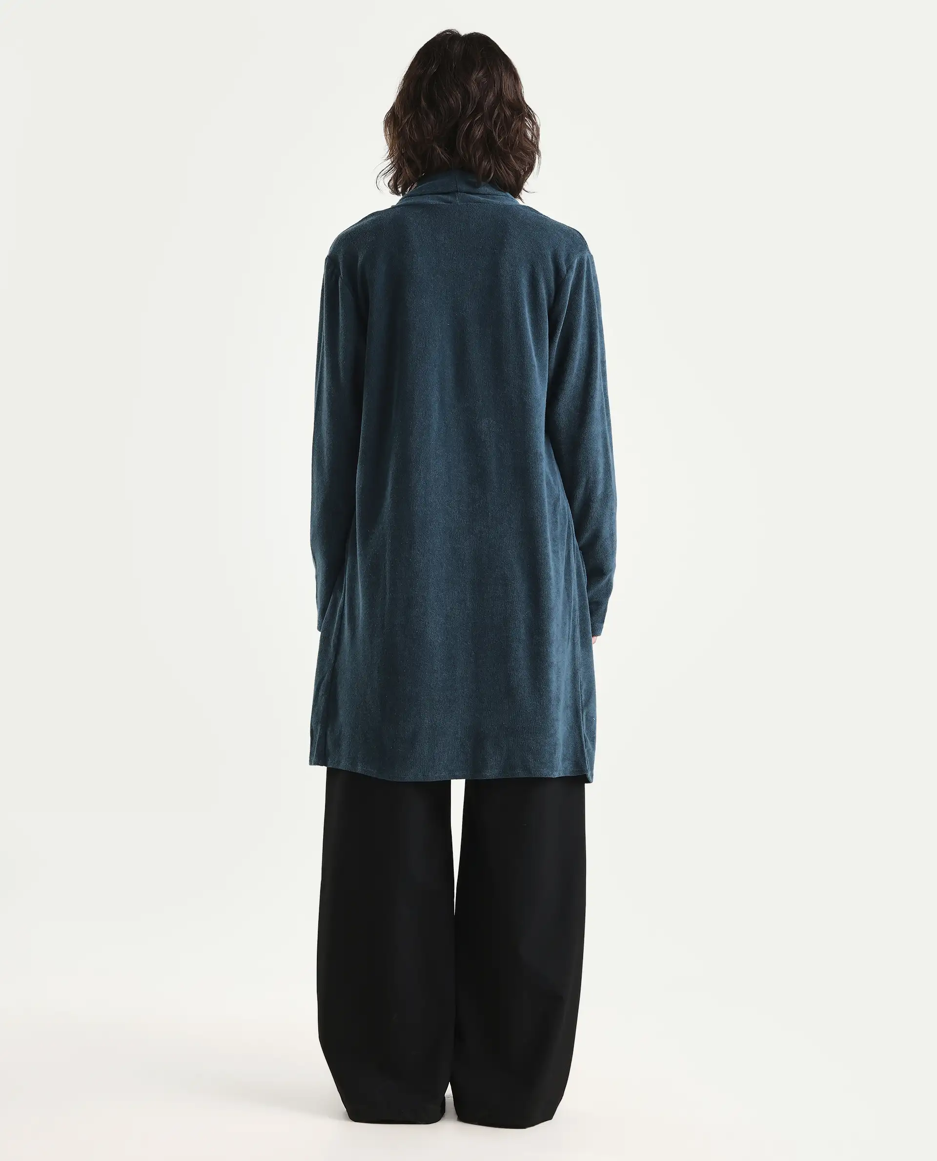 Rareism Women Sesh Blue Overlayer Knit Fabric Solid - Image 7
