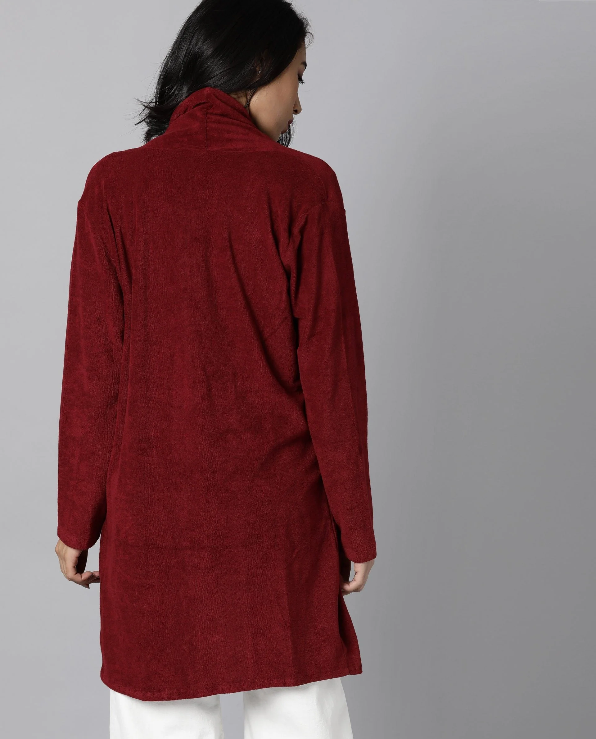 Rareism Women Sesh Maroon Overlayer Knit Fabric Solid - Image 10