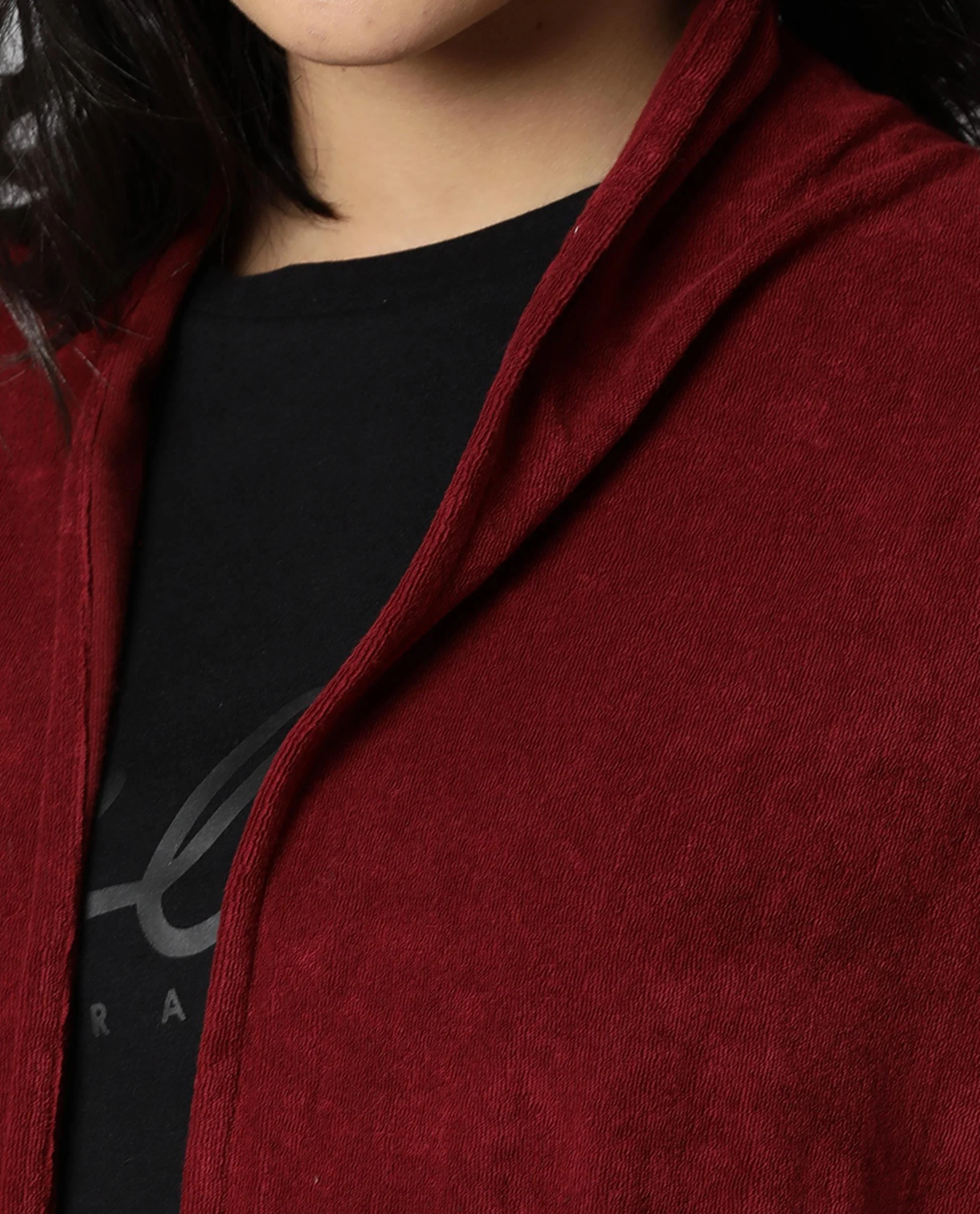 Rareism Women Sesh Maroon Overlayer Knit Fabric Solid - Image 6