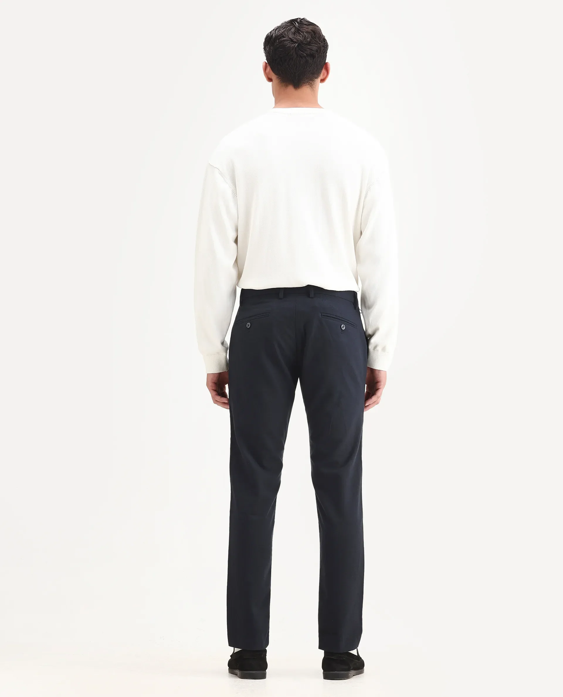 Rare Rabbit Men's Seth Navy Polyester Jacquard Regular Fit Trouser - Image 7