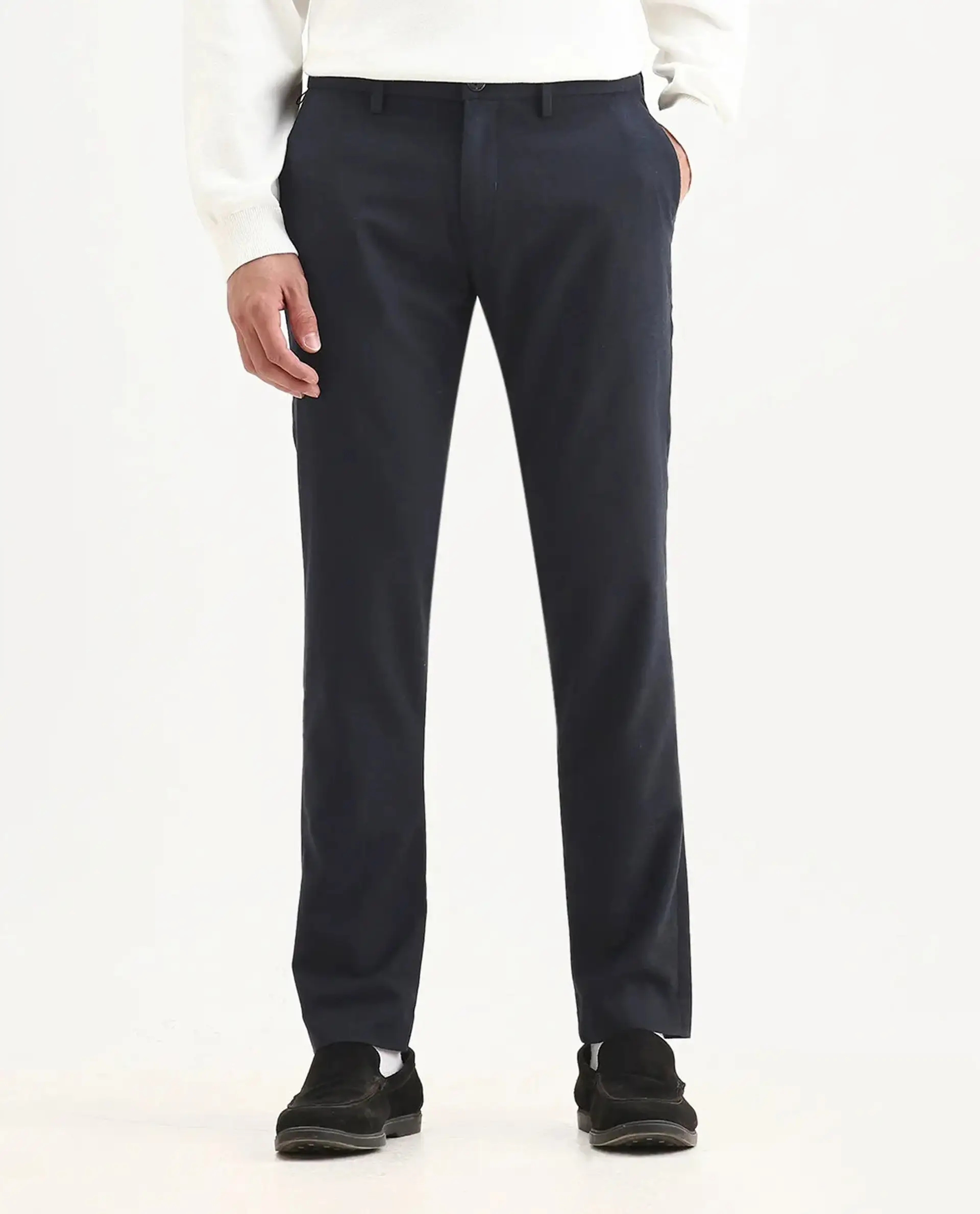Rare Rabbit Men's Seth Navy Polyester Jacquard Regular Fit Trouser - Image 8