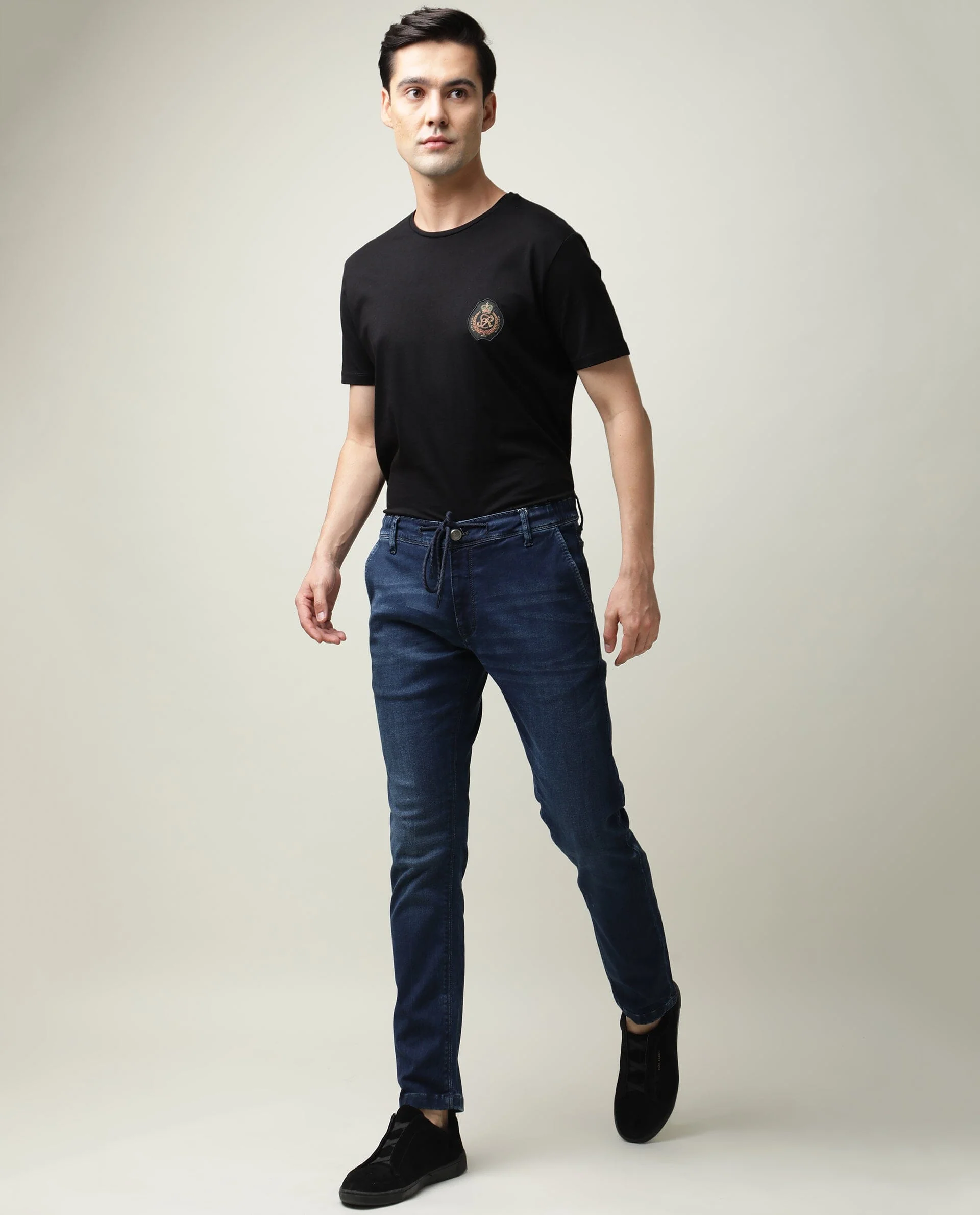 Rare Rabbit Men's Sevilla Navy Plain Morris Regular Fit Jeans - Image 2