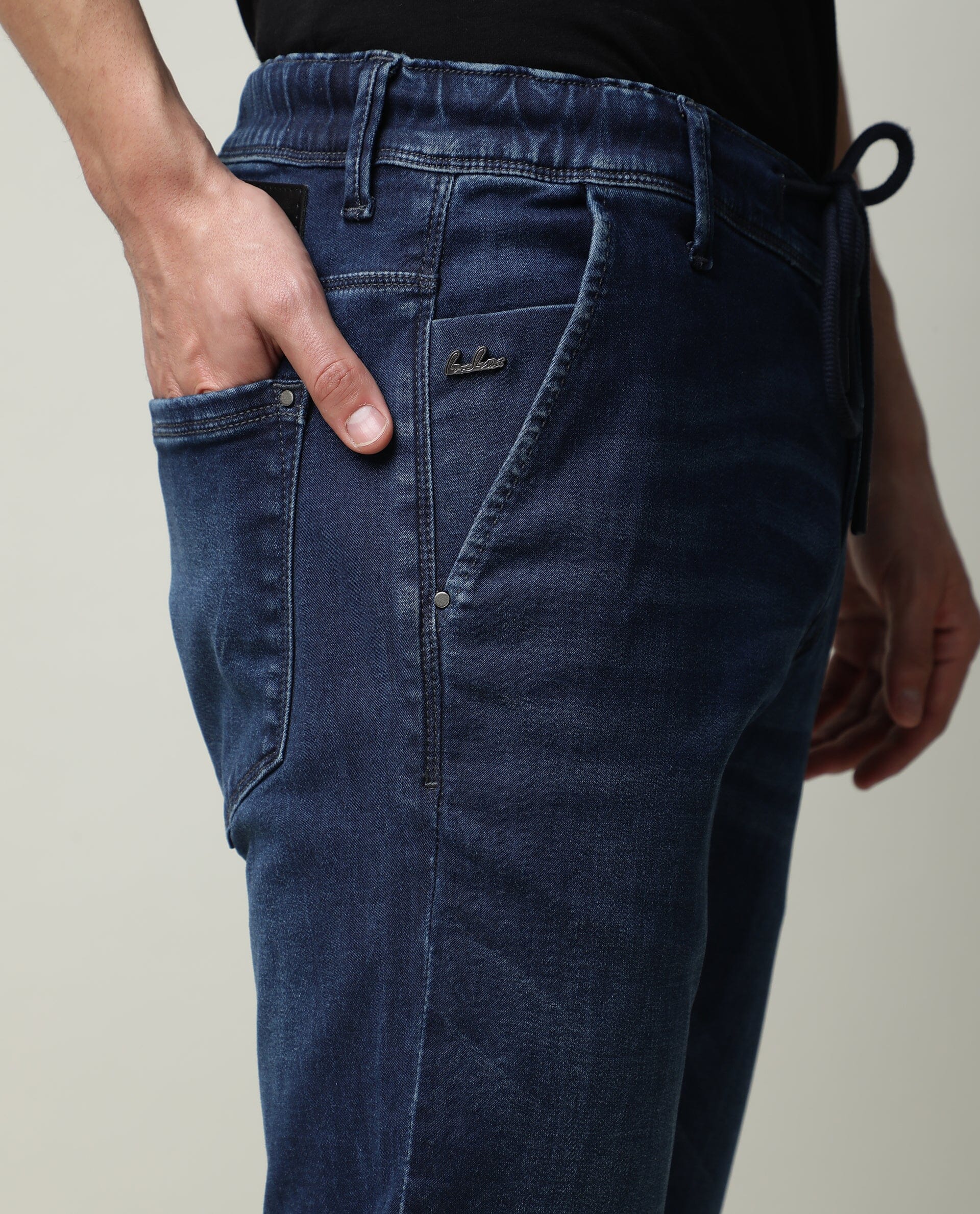 Rare Rabbit Men's Sevilla Navy Plain Morris Regular Fit Jeans - Image 5