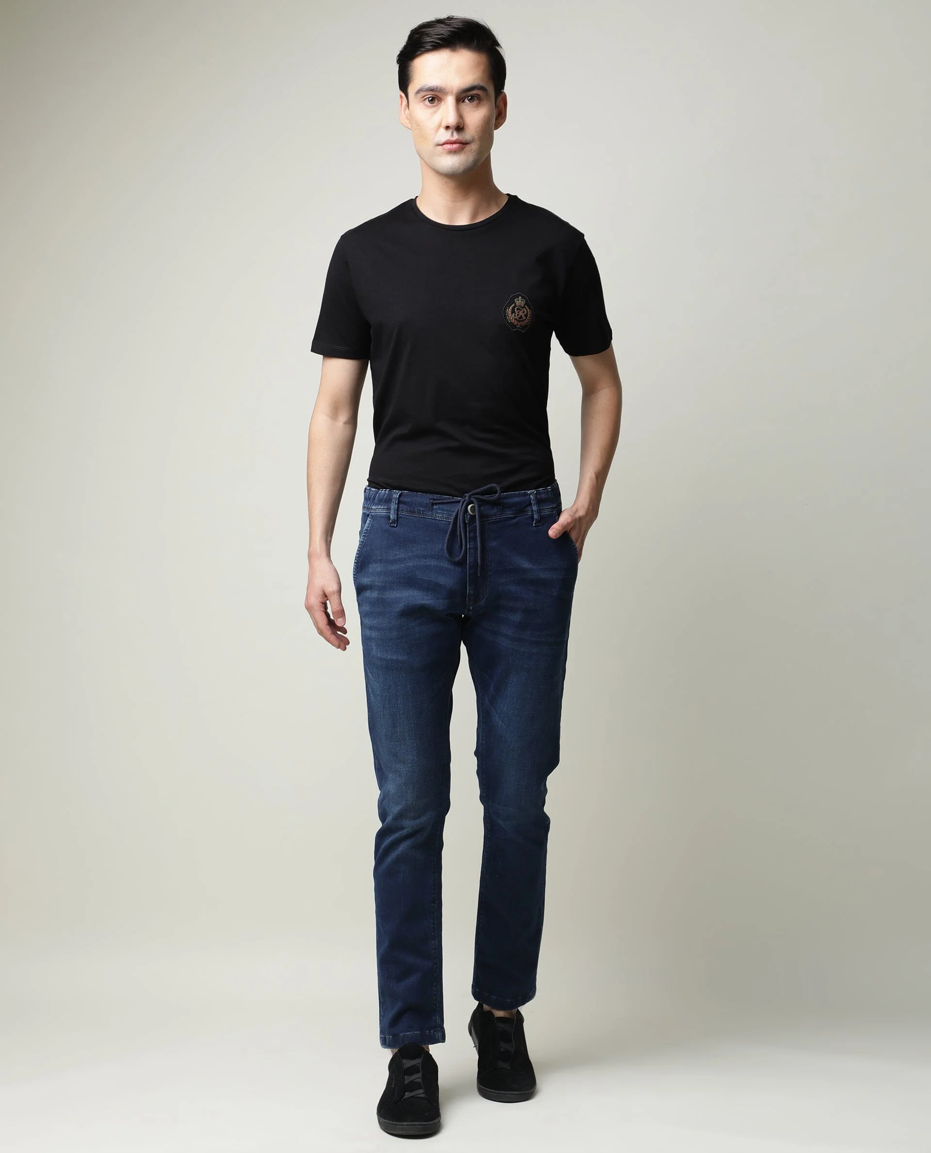 Rare Rabbit Men's Sevilla Navy Plain Morris Regular Fit Jeans - Image 6