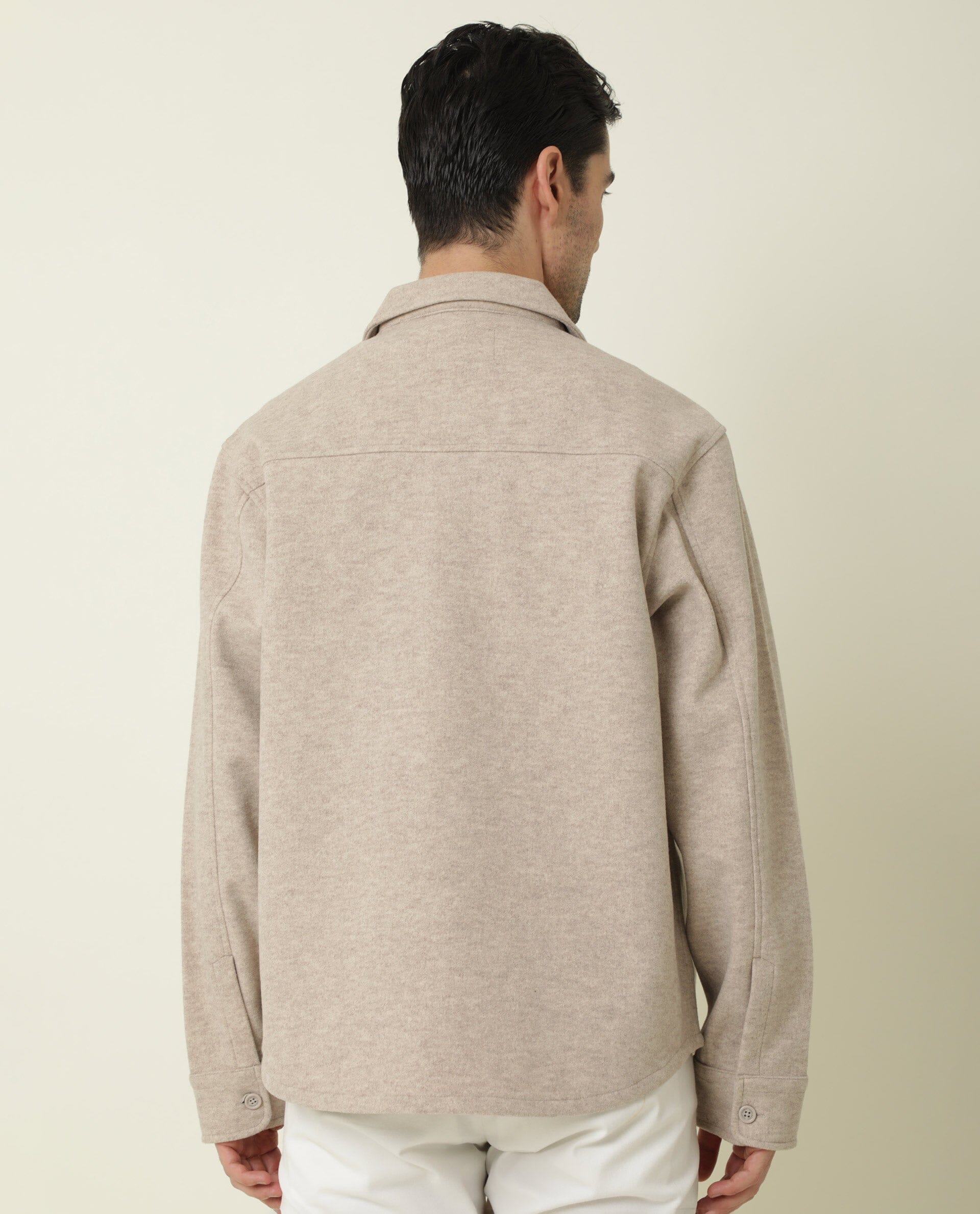 Rare Rabbit Men's Shack Beige Plain Regular Fit Full Sleeve Jacket - Image 6