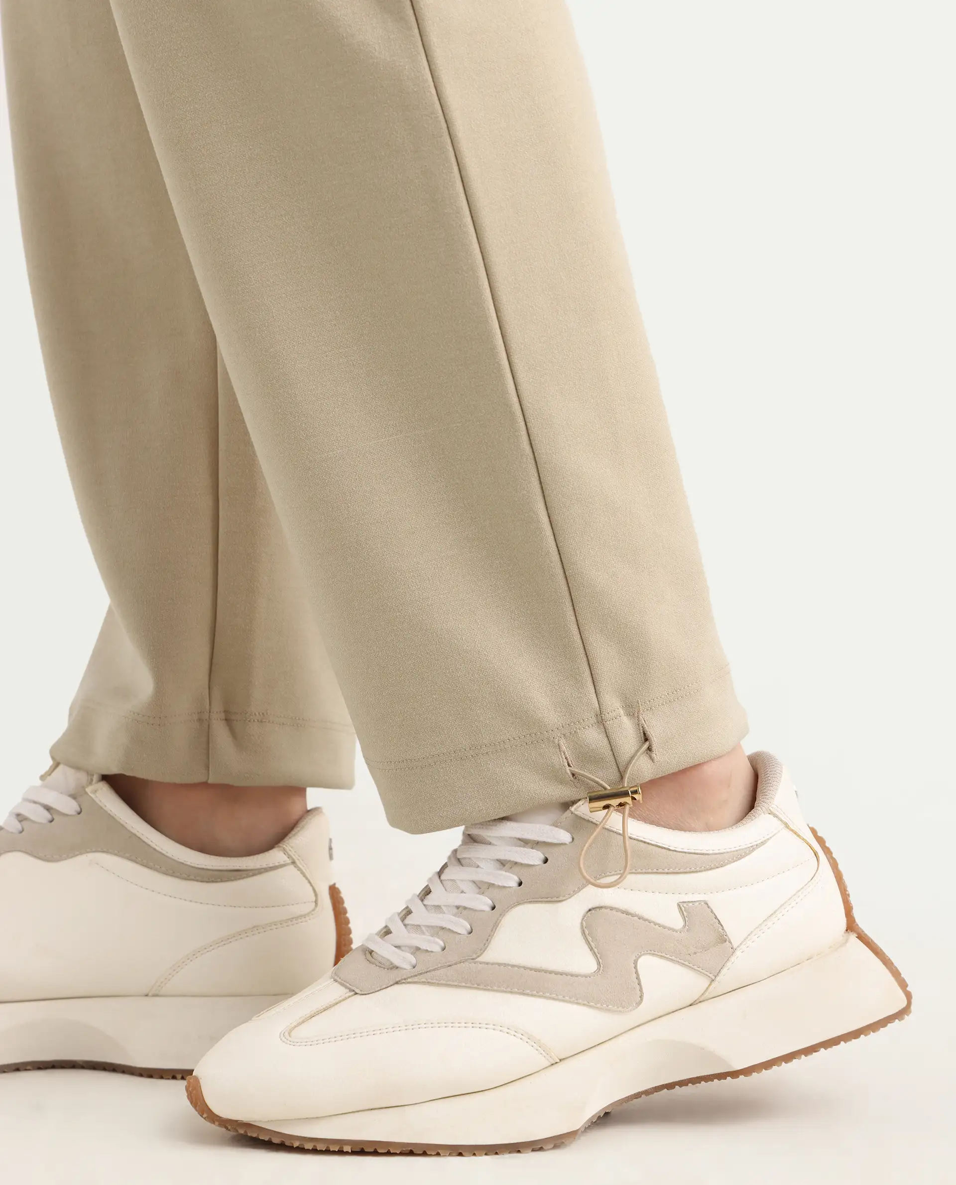 Rareism Women's Shane Beige Modal Blend Straight Printed Track Pant - Image 7