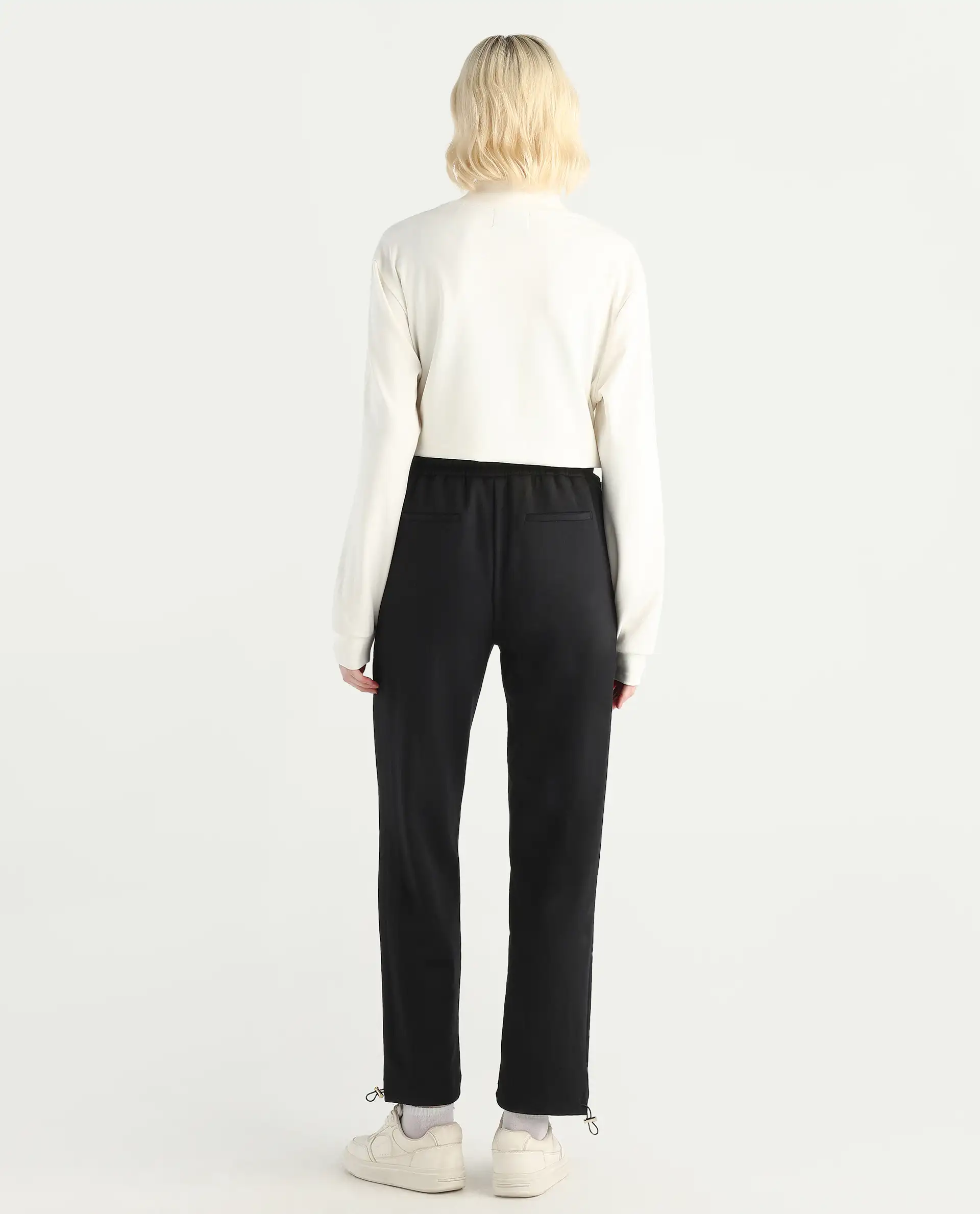 Rareism Women's Shane Black Modal Blend Straight Fit Track Pant - Image 8