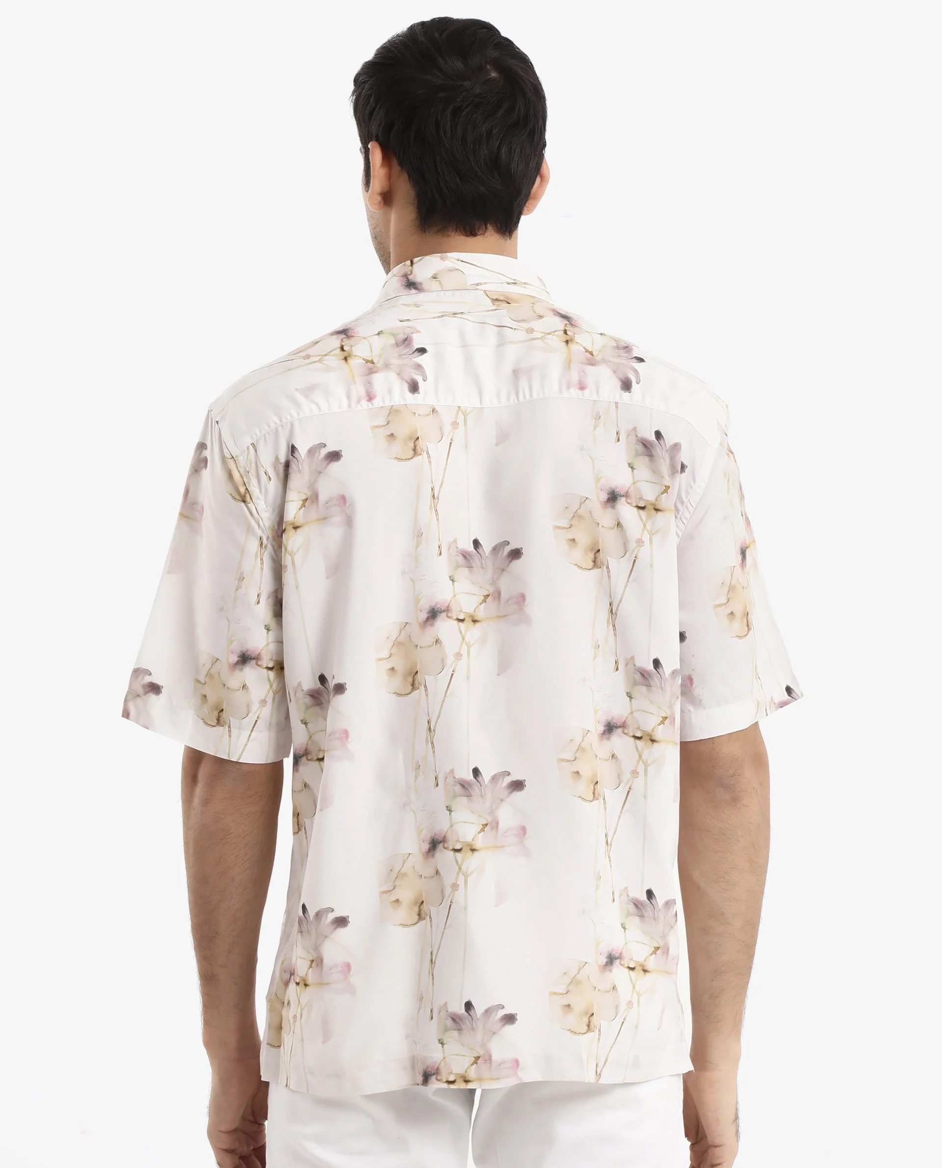 Rare Rabbit Men's Shaula Beige Viscose Floral Print Boxy Fit Half Sleeve Collared Shirt - Image 8
