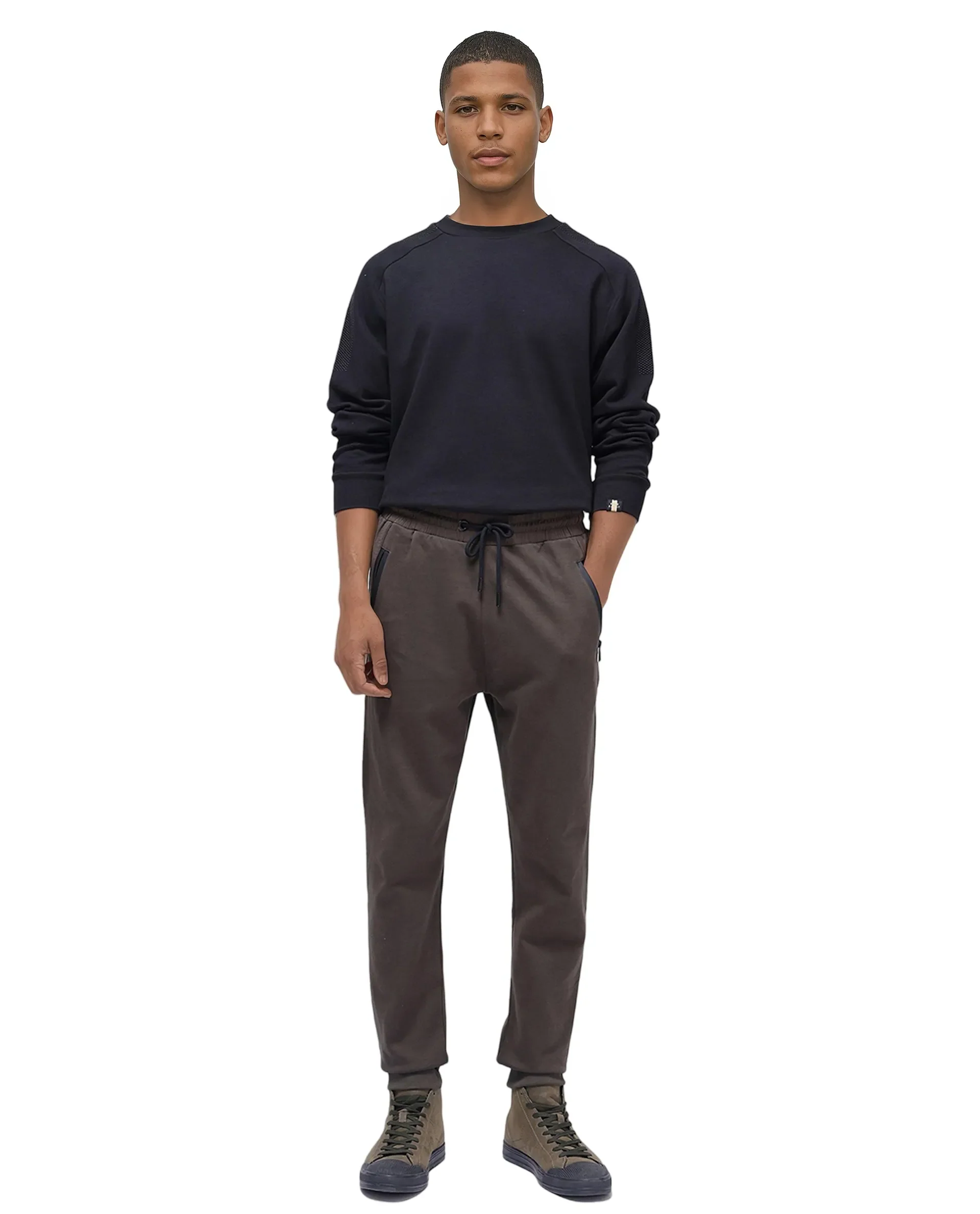 Rare Rabbit Men's Shawn Olive Cotton Plain Regular Fit Joggers - Image 2