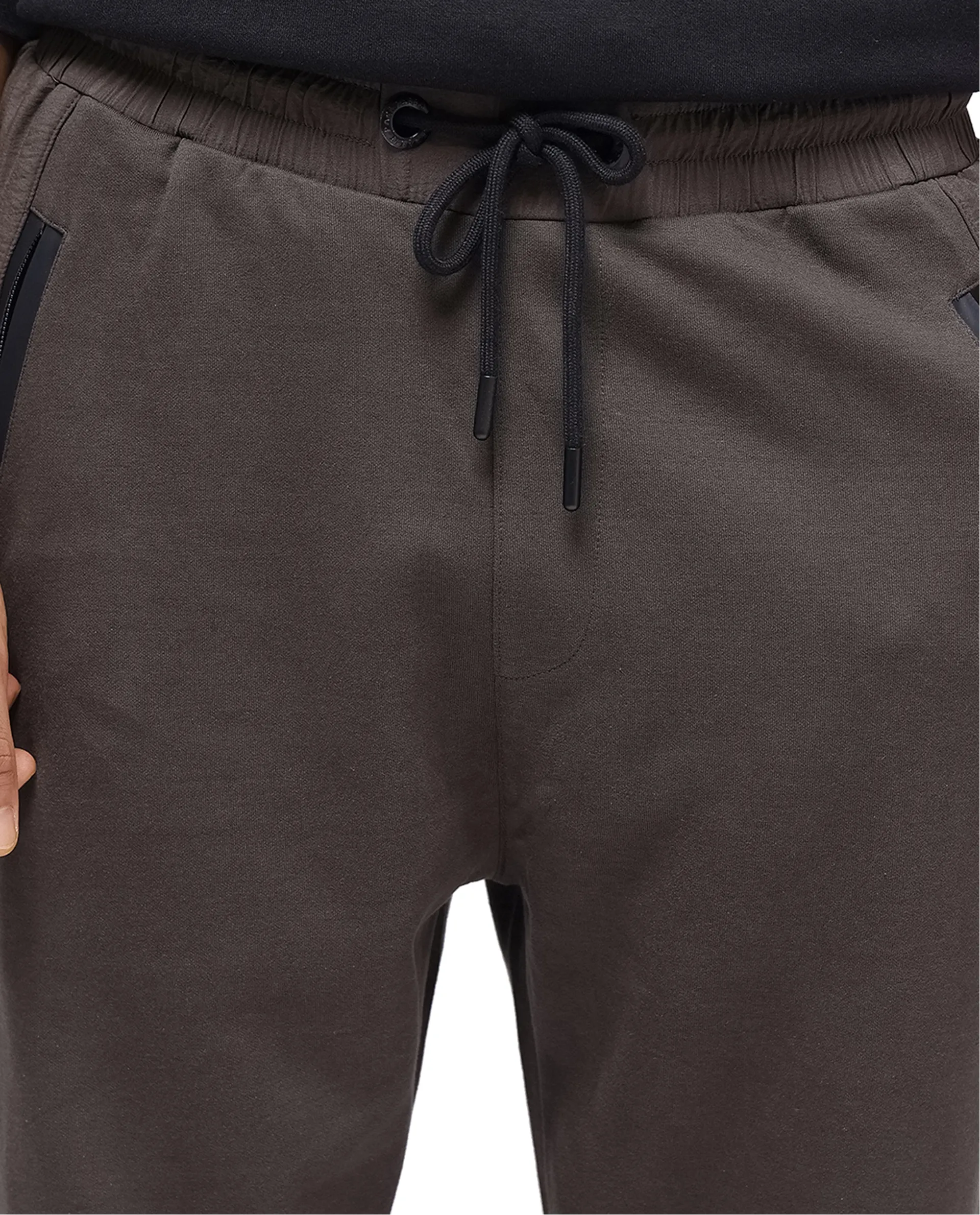 Rare Rabbit Men's Shawn Olive Cotton Plain Regular Fit Joggers - Image 3
