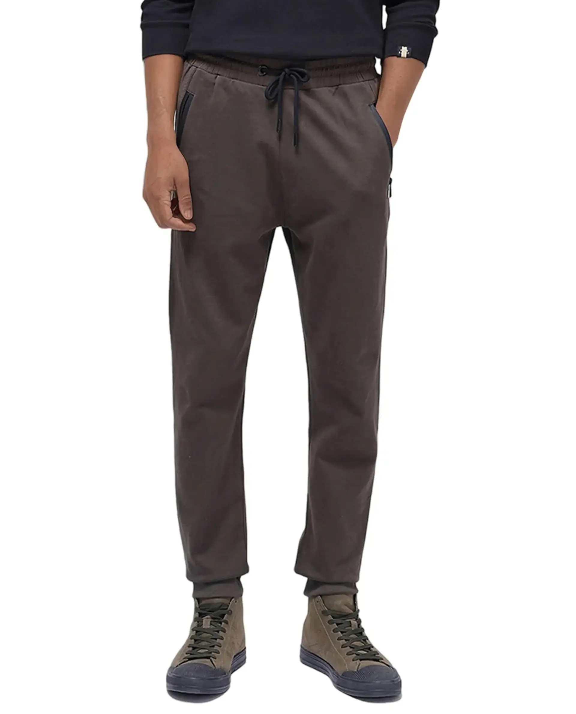 Rare Rabbit Men's Shawn Olive Cotton Plain Regular Fit Joggers - Image 8