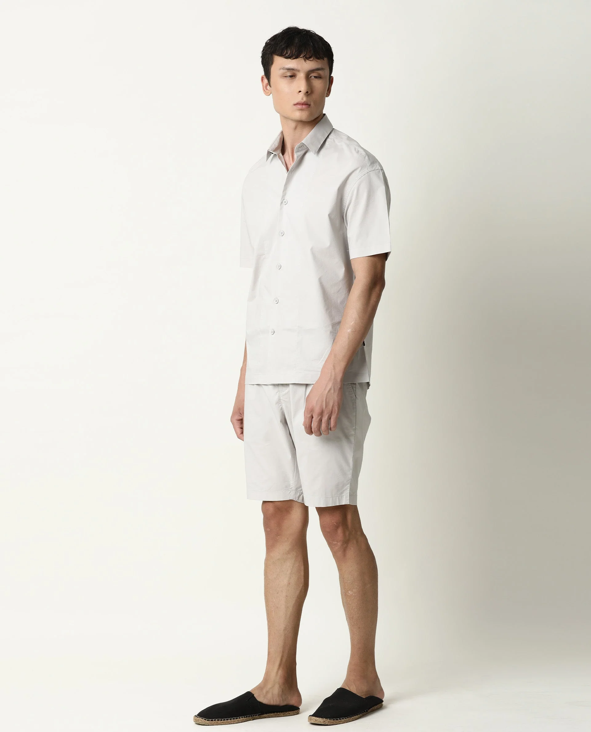 Rare Rabbit Men's Shibuya Beige Cotton Plain Regular Fit Half Sleeve Spread Collar Shirt - Image 8