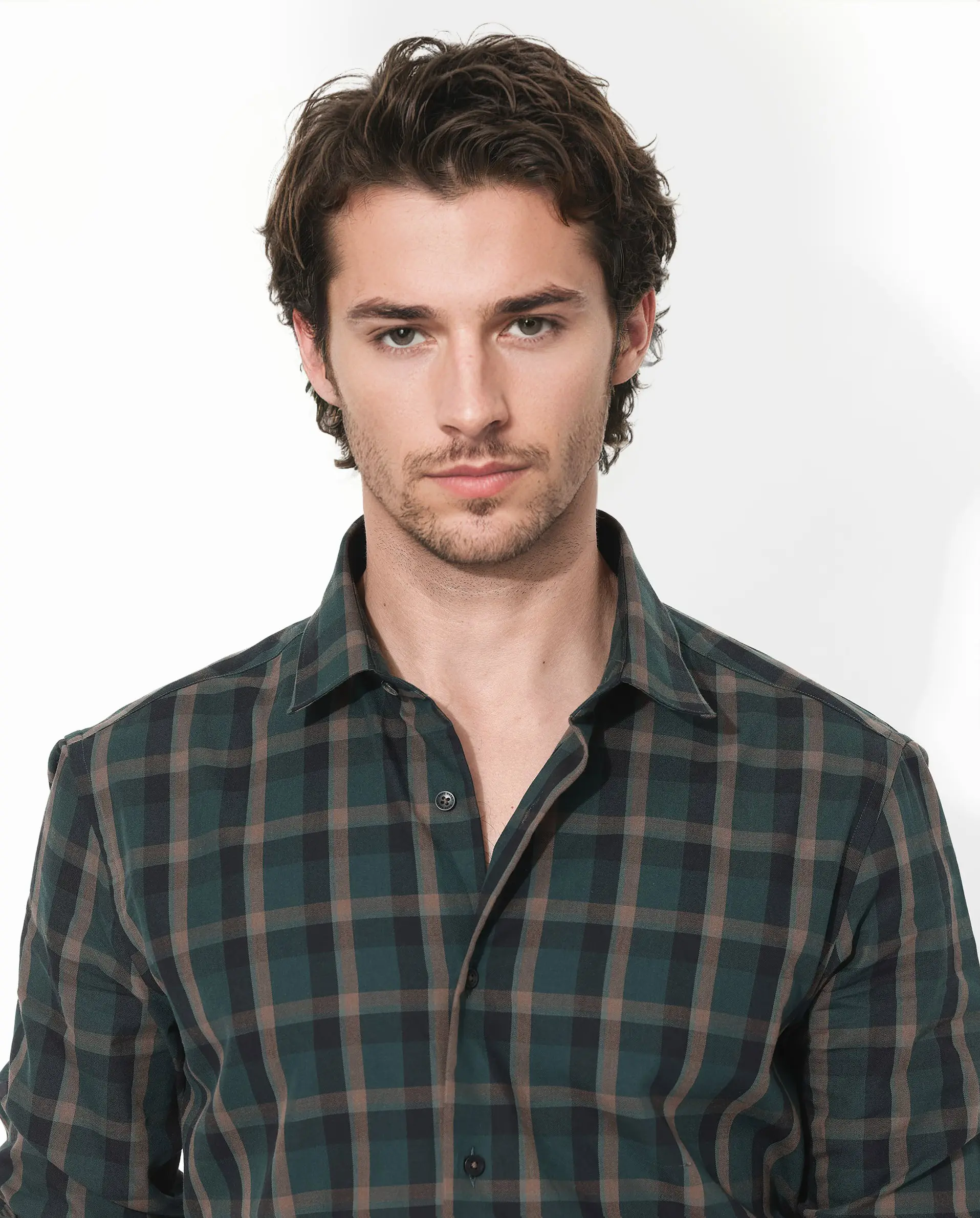 Rare Rabbit Men's Shiloh Dark Green Cotton Checked Print Regular Fit Full Sleeve Collared Shirt - Image 8