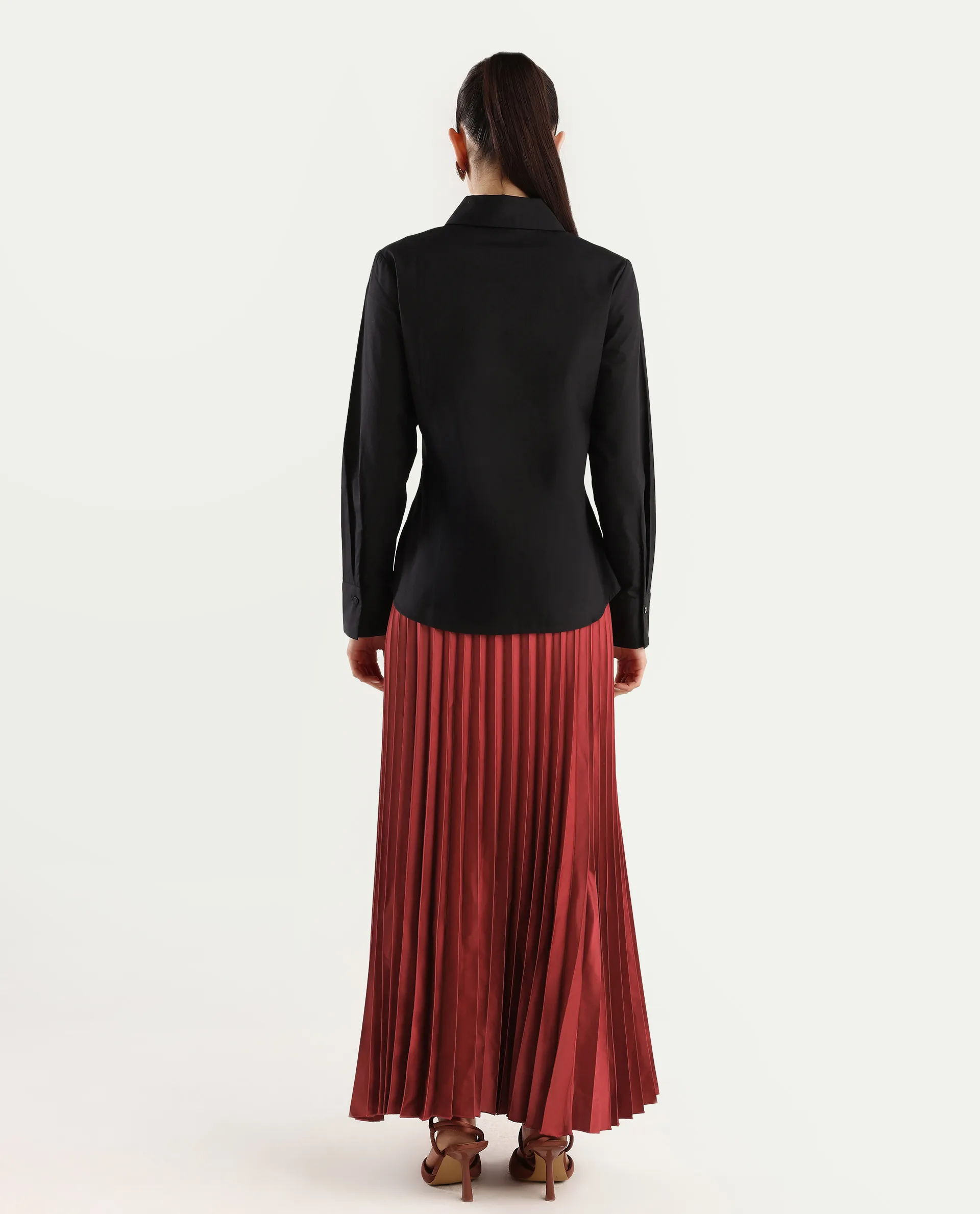 Rareism Women's Shilton Maroon Polyester Plain Ankle Length Regular Fit Skirt - Image 5