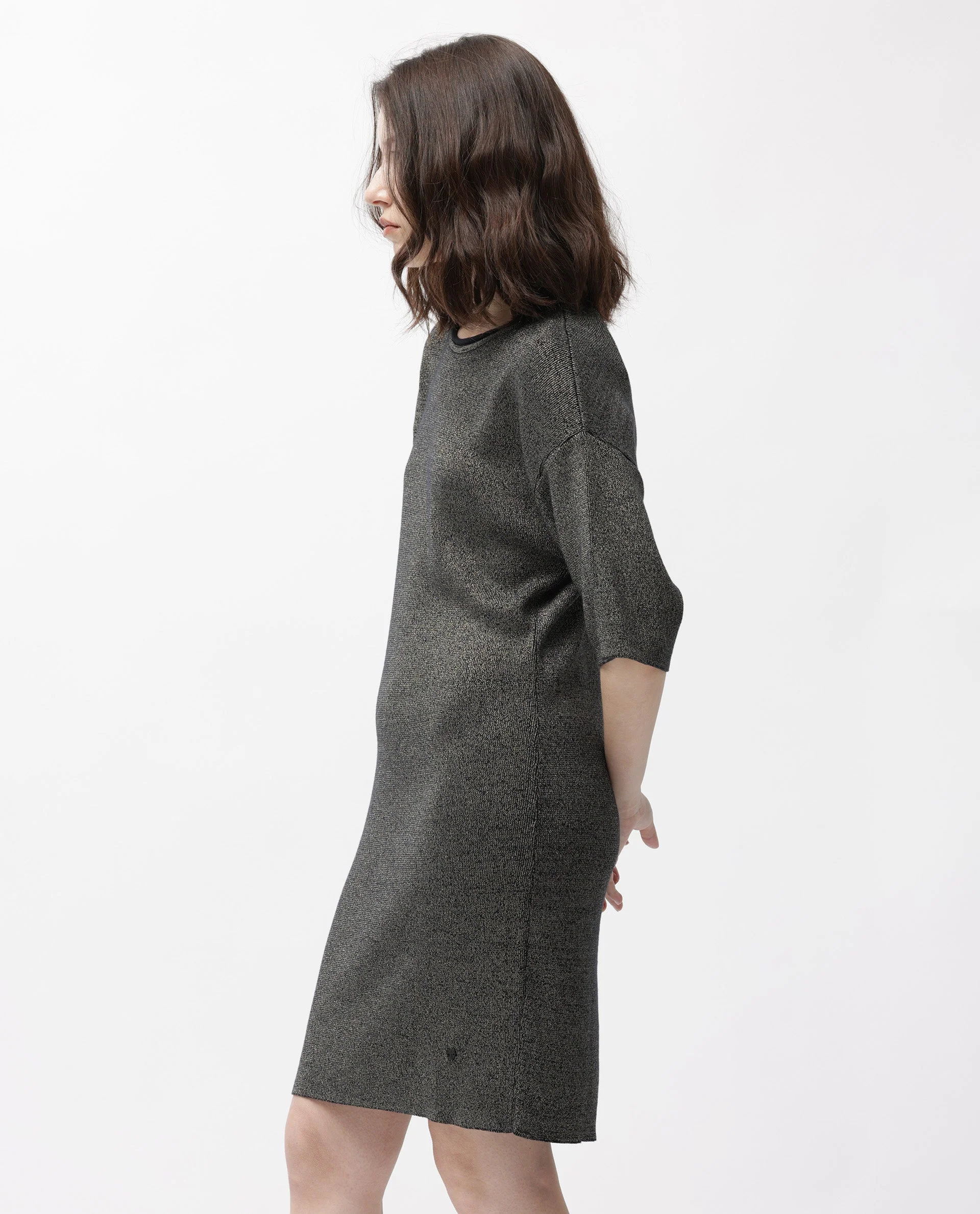 Rareism Women's Shimknit Black Cotton Boat Neck Plain Relaxed Fit Sweater - Image 6