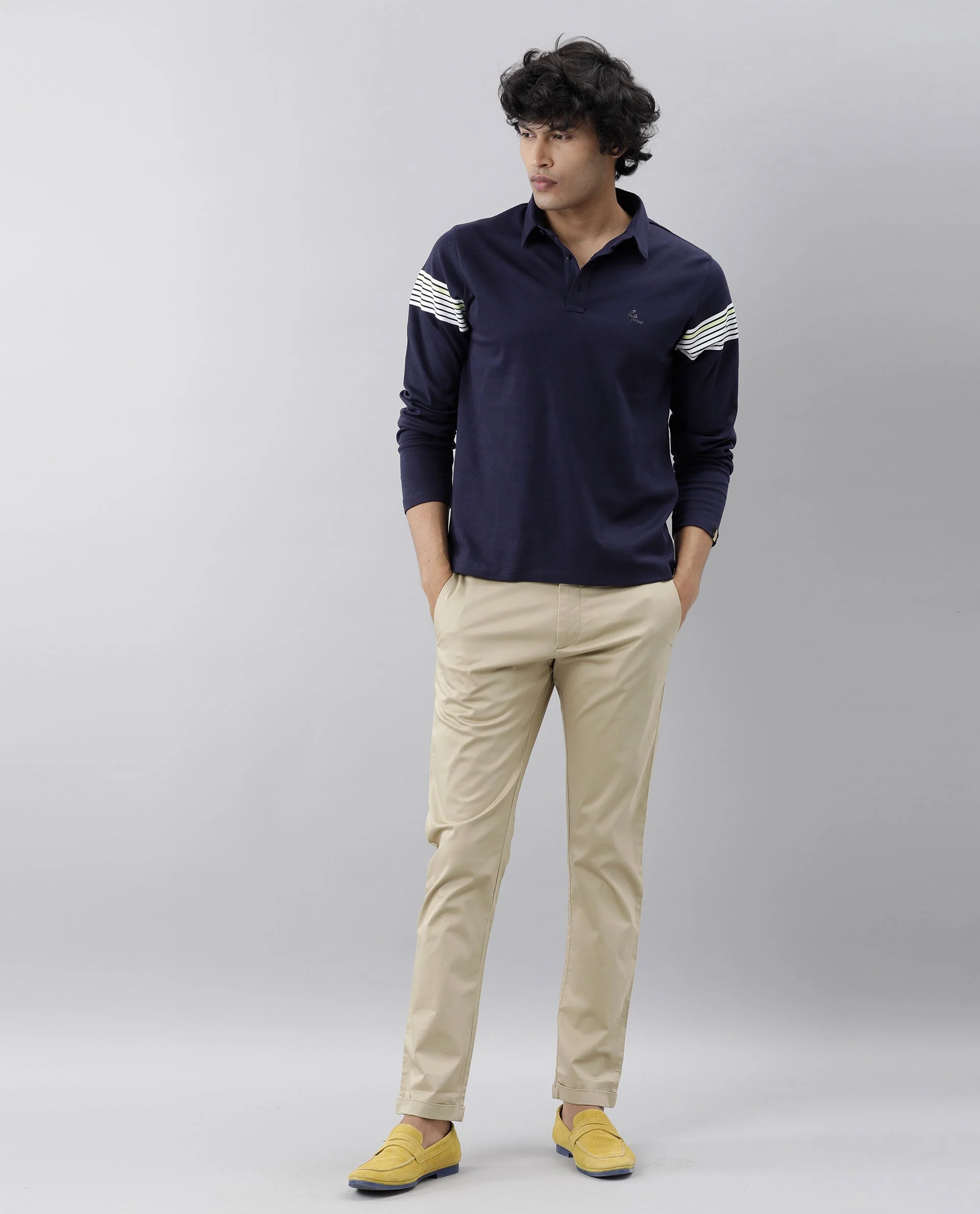 Rare Rabbit Men's Shine Beige Cotton Plain Slim Fit Trouser - Image 3