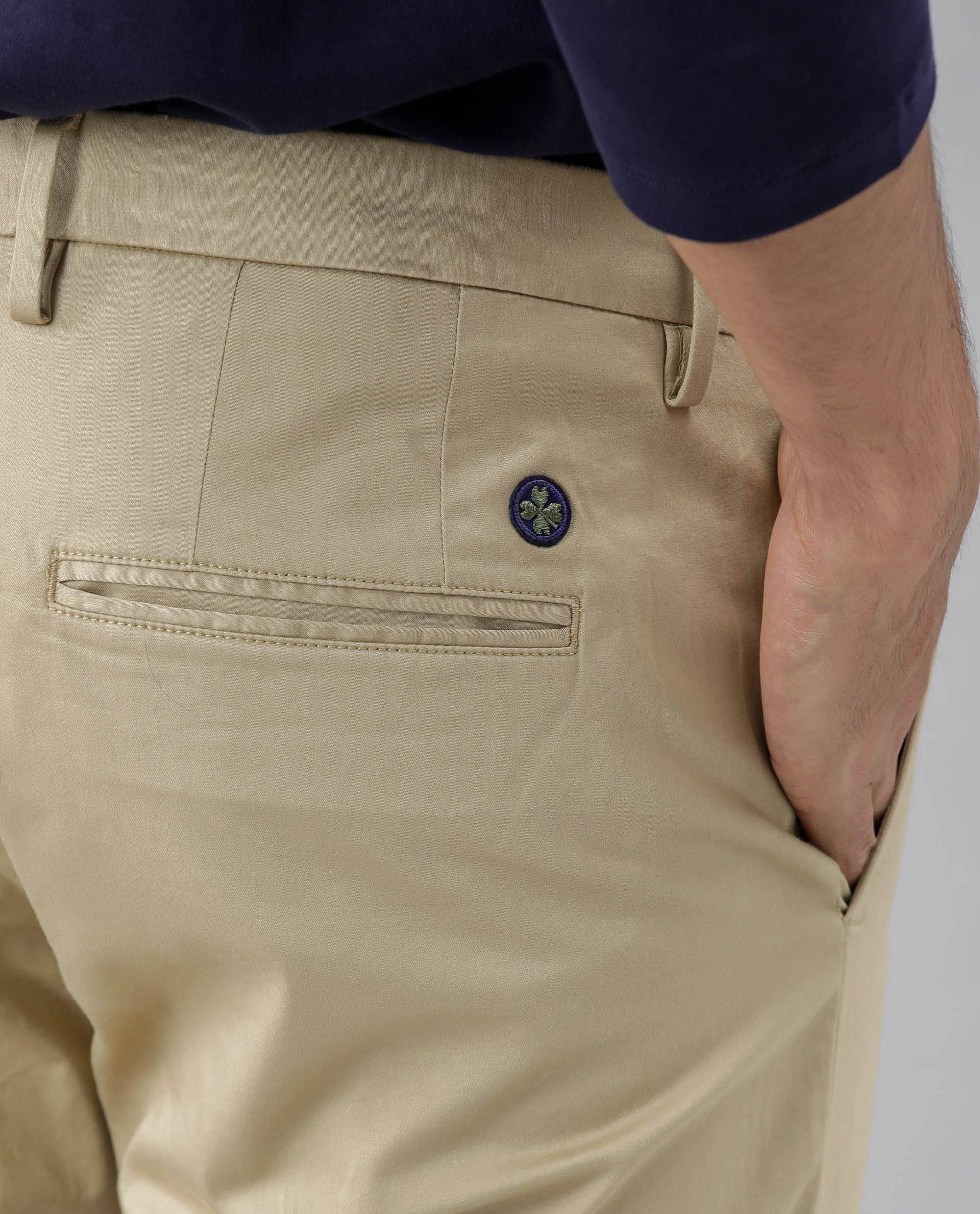 Rare Rabbit Men's Shine Beige Cotton Plain Slim Fit Trouser - Image 6