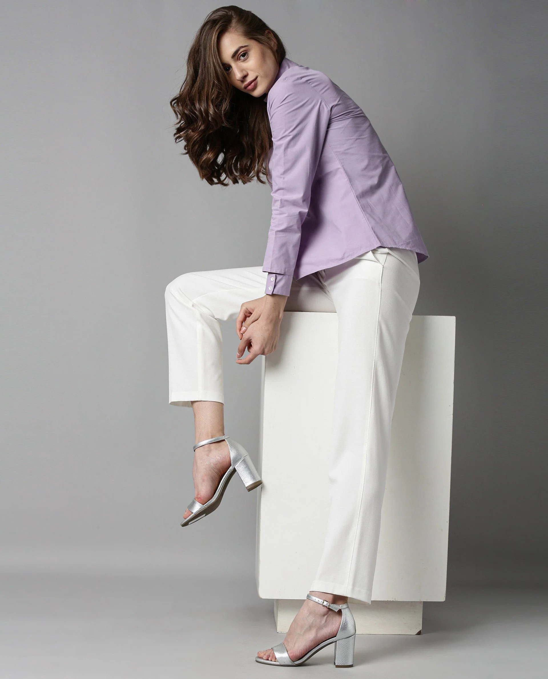 Rareism Women Ship Purple Top Full Sleeves Solid - Image 7