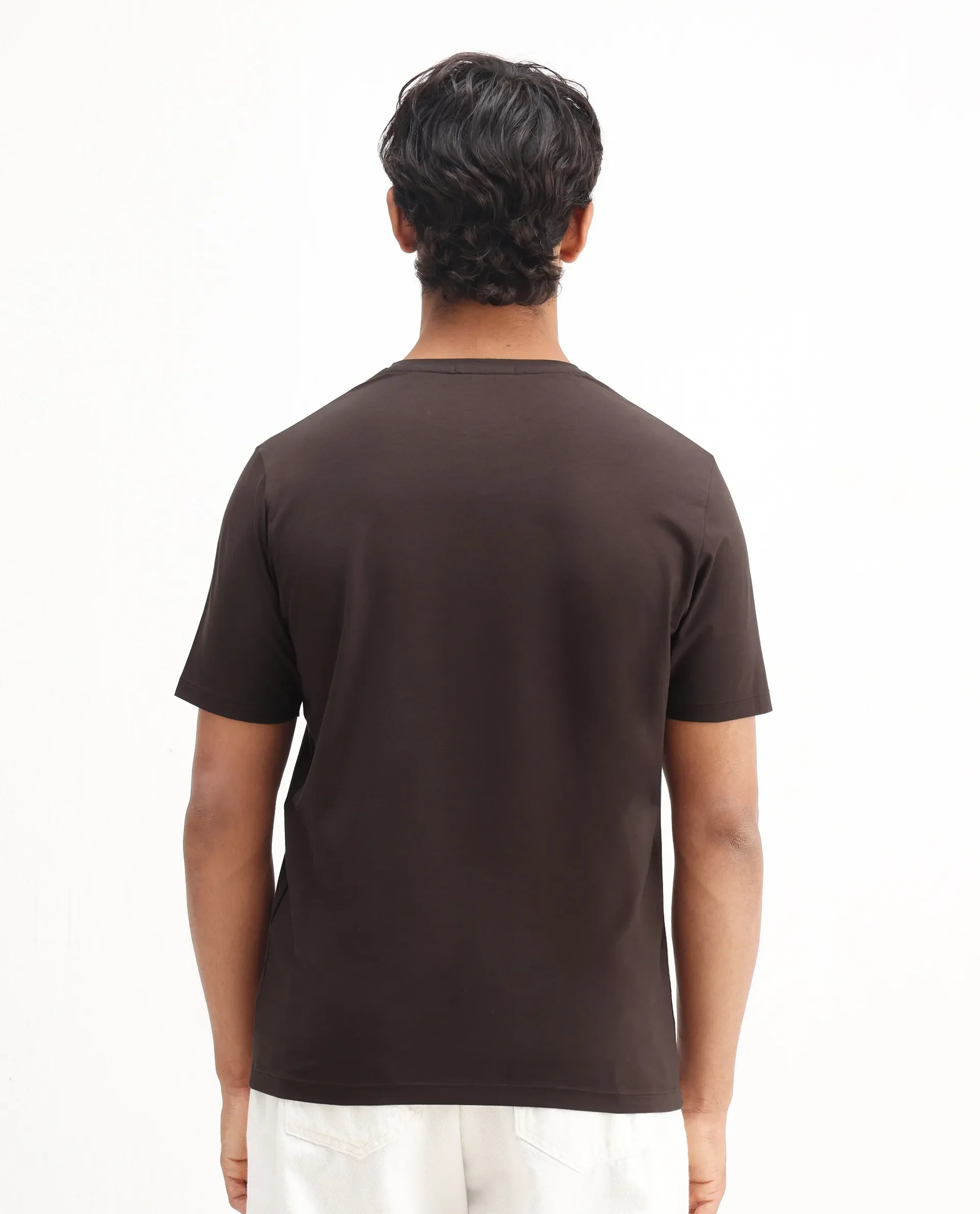 Rare Rabbit Men's Shone Dark Brown Cotton Blend Graphic Print Regular Fit Half Sleeve Crew Neck T-Shirt - Image 7