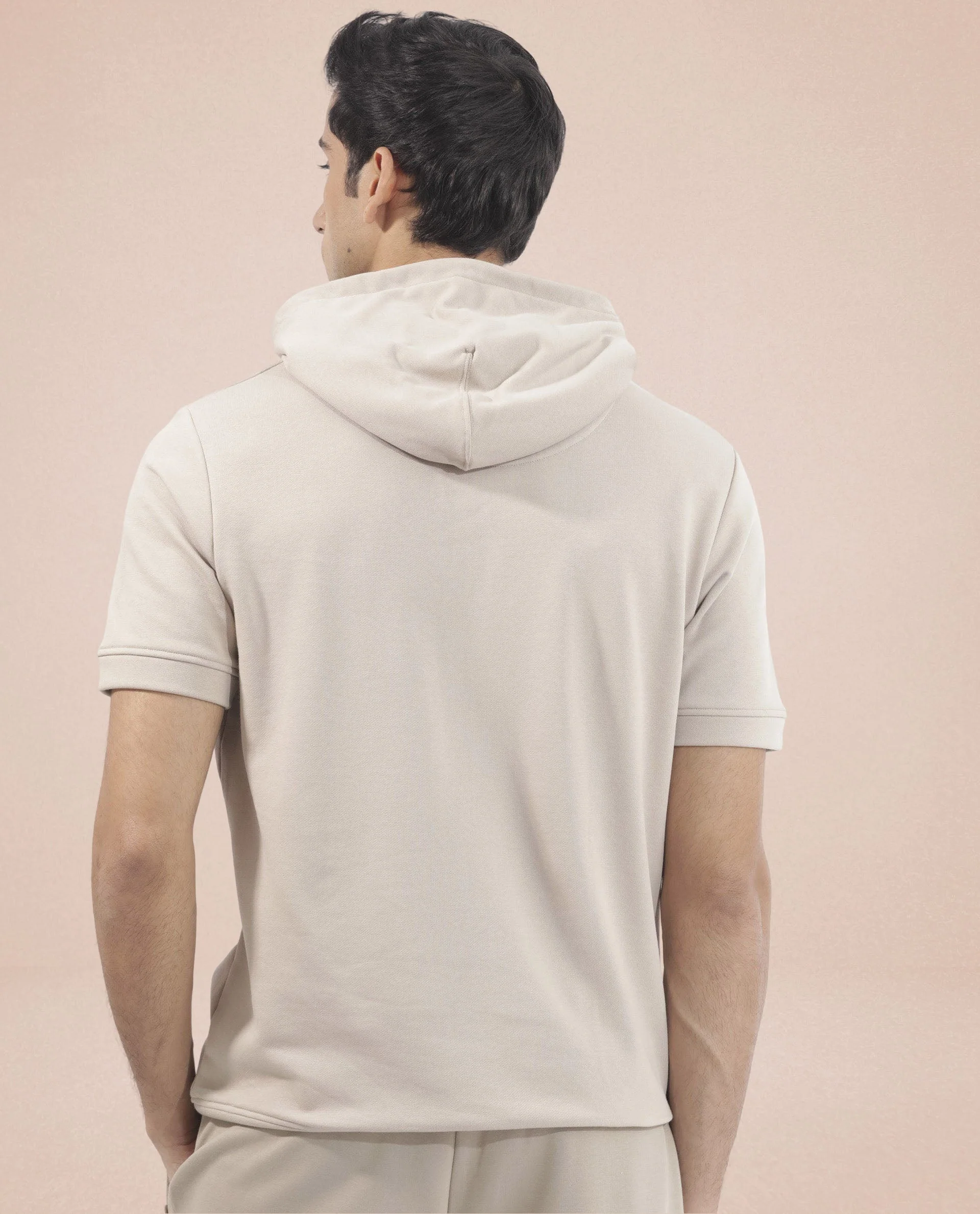 Rare Rabbit Mens Shood Beige Sweatshirt Short Sleeve Hooded Solid - Image 10