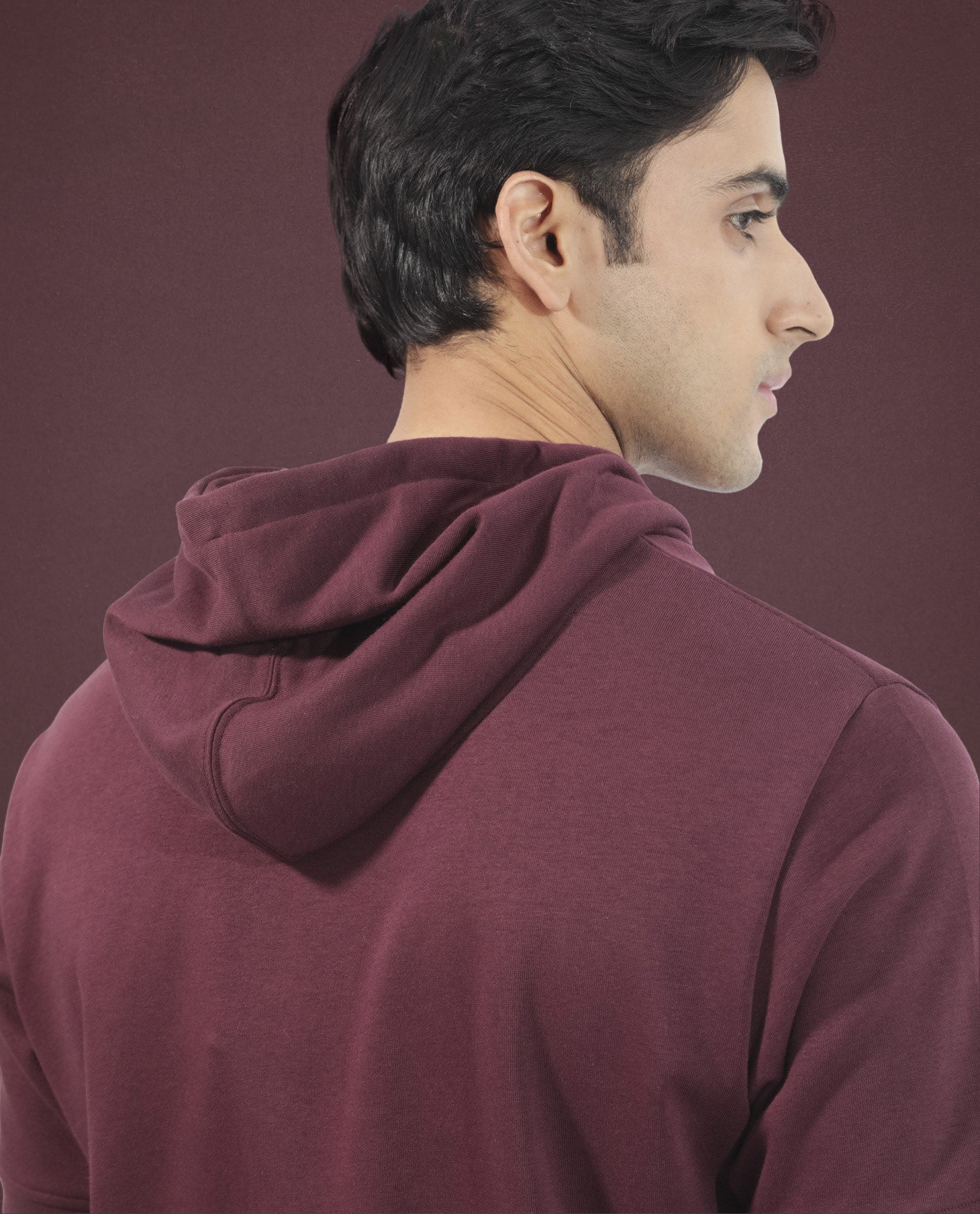 Rare Rabbit Mens Shood Maroon Sweatshirt Short Sleeve Hooded Solid - Image 4